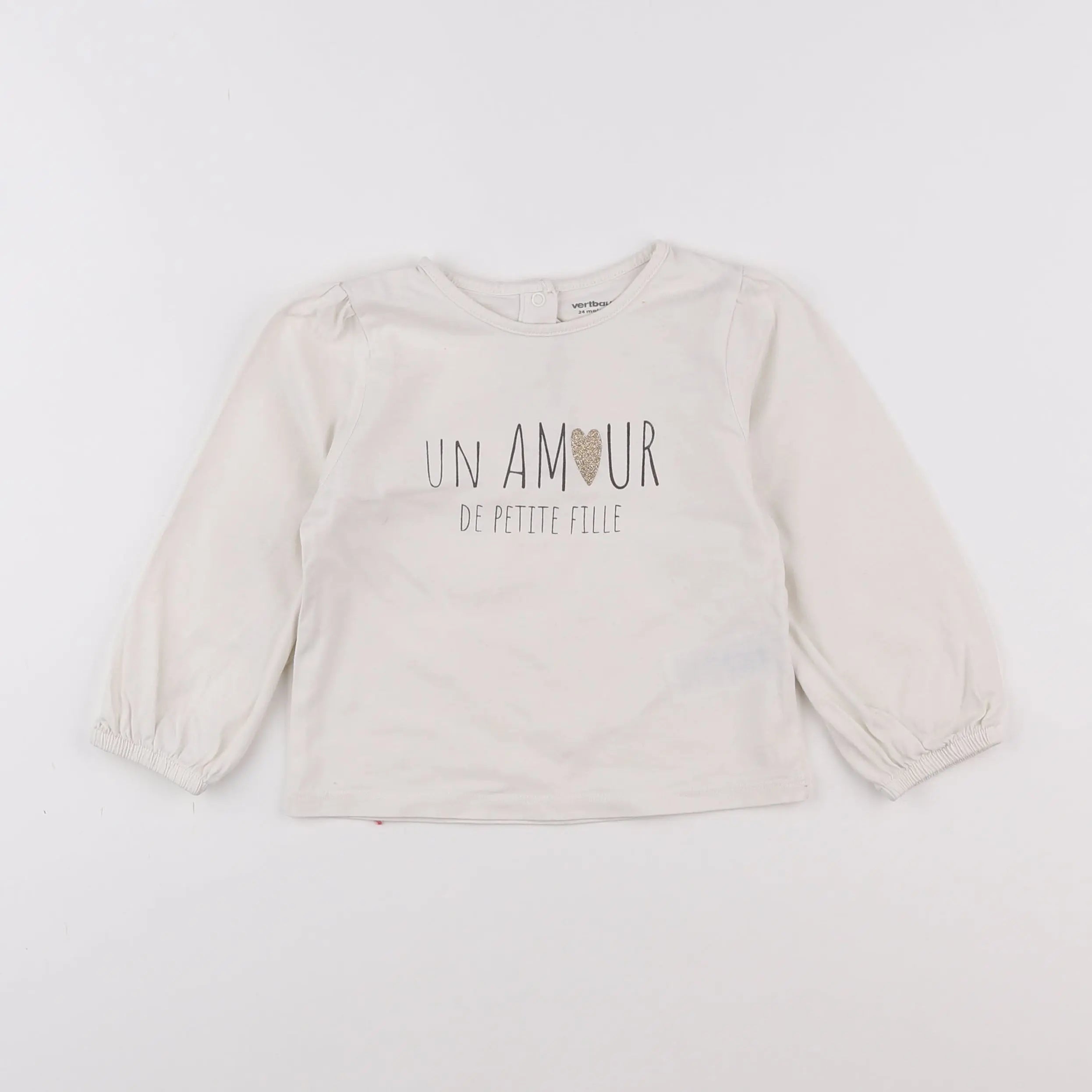 Vertbaudet - tee-shirt beige - 2 ans