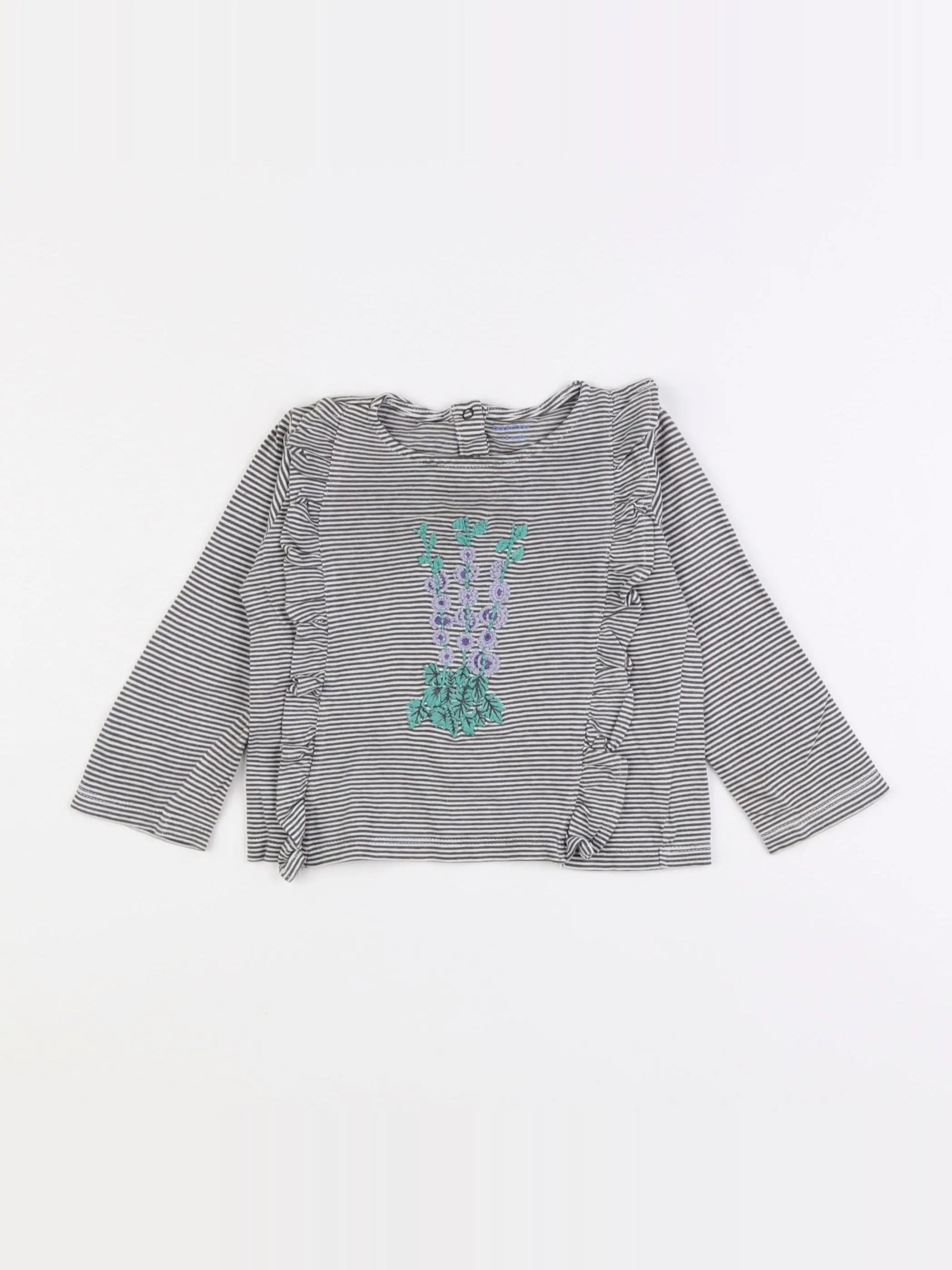 Boutchou - tee-shirt blanc, gris - 12 mois