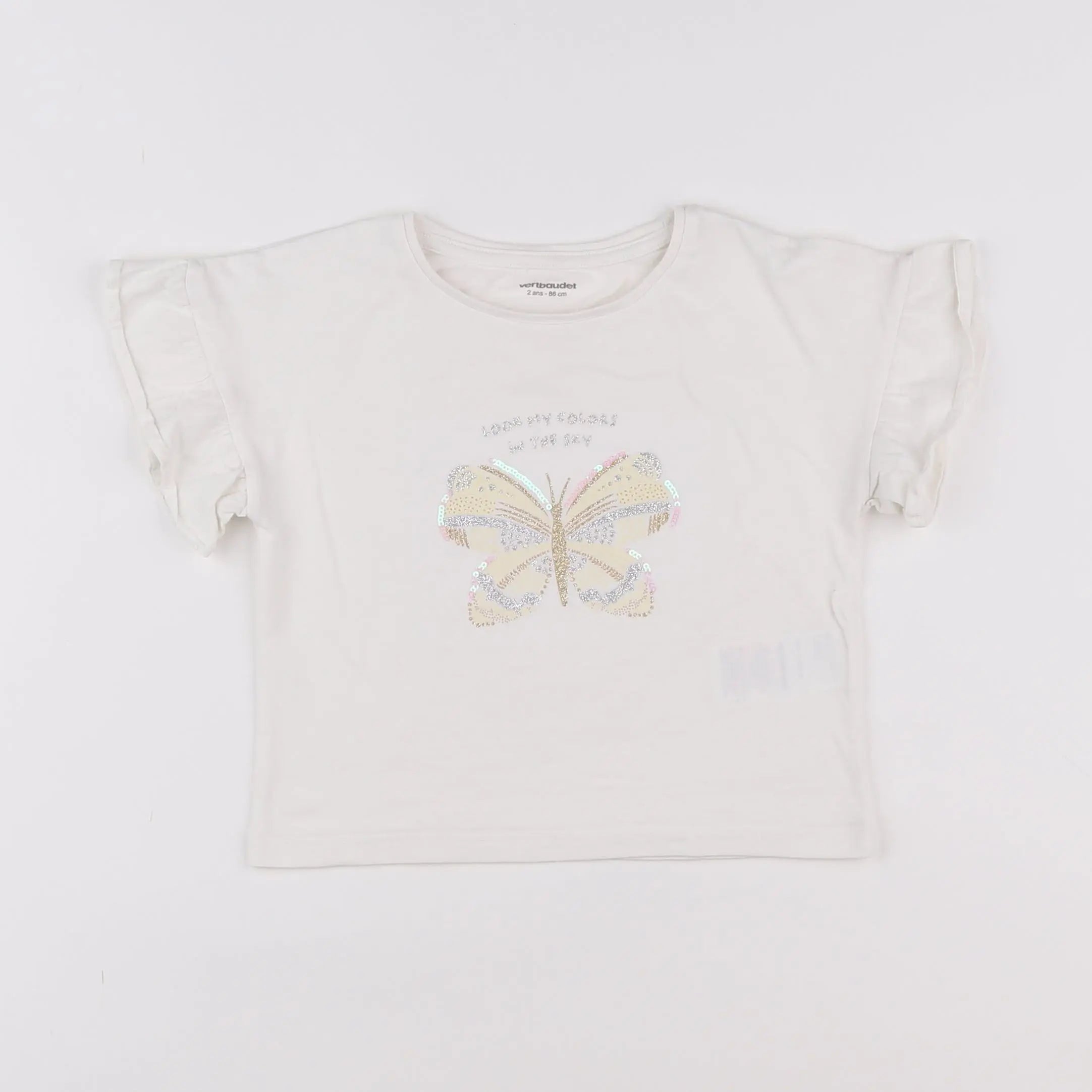 Vertbaudet - tee-shirt beige - 2 ans