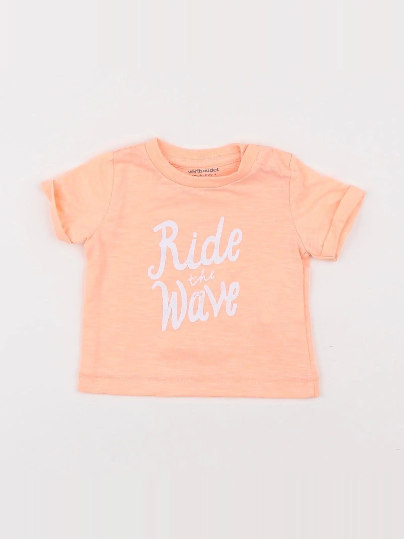 Vertbaudet - tee-shirt orange fluo - 3 mois