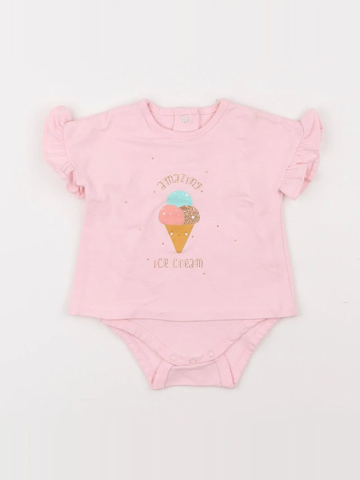 Vertbaudet - body tee-shirt rose - 3 mois