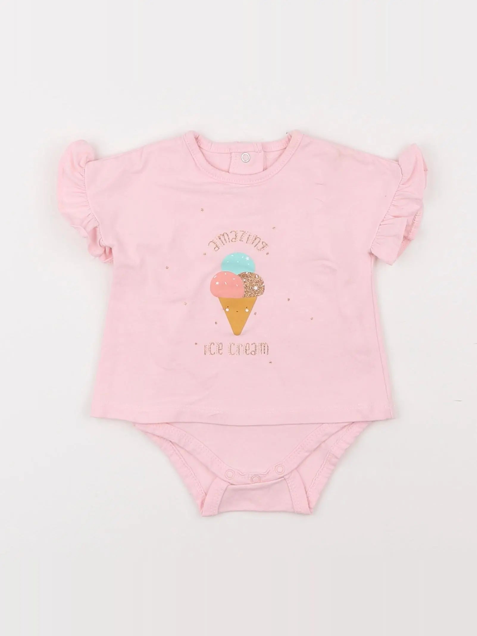 Vertbaudet - body tee-shirt rose - 3 mois