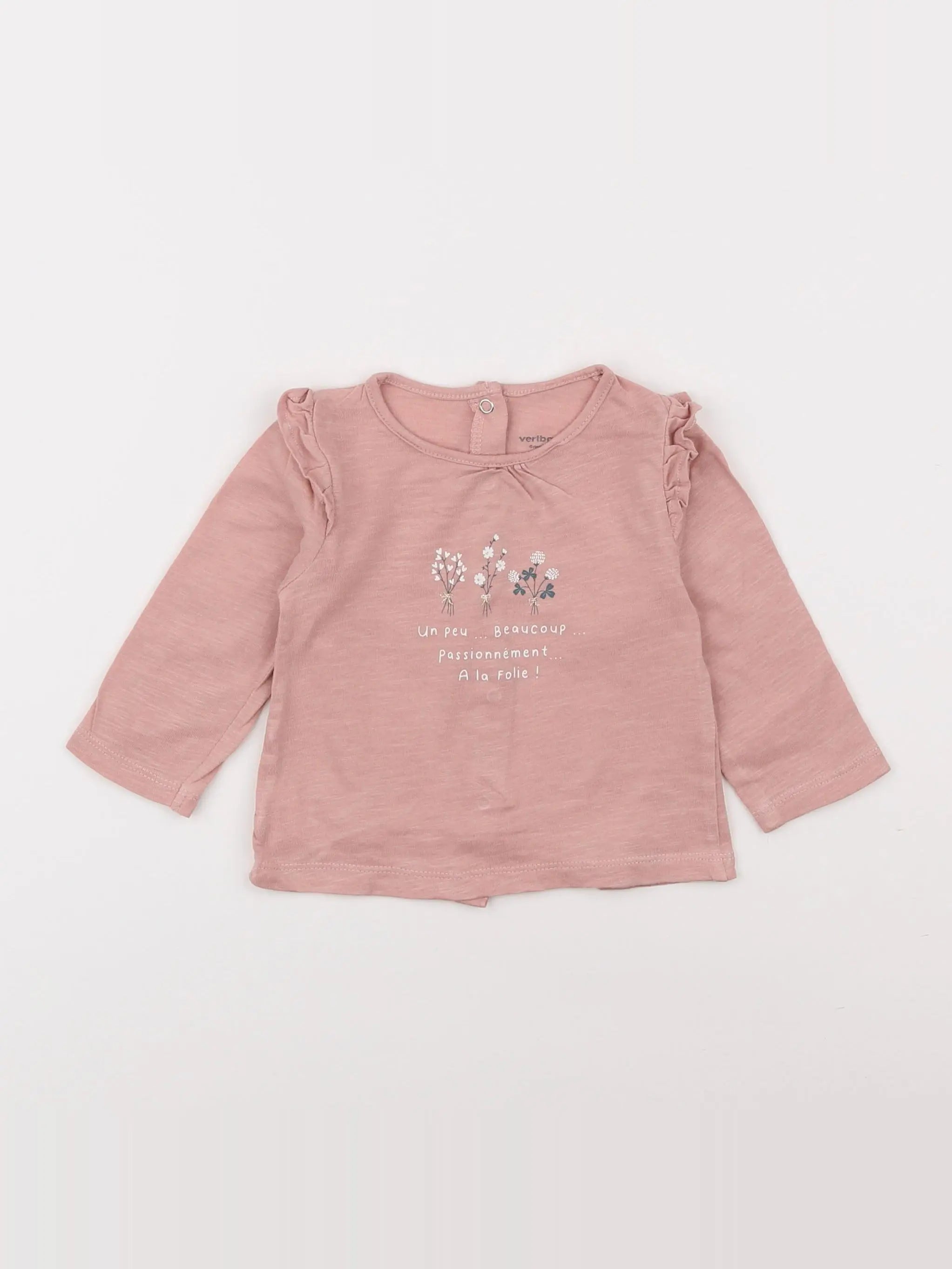 Vertbaudet - tee-shirt rose - 6 mois