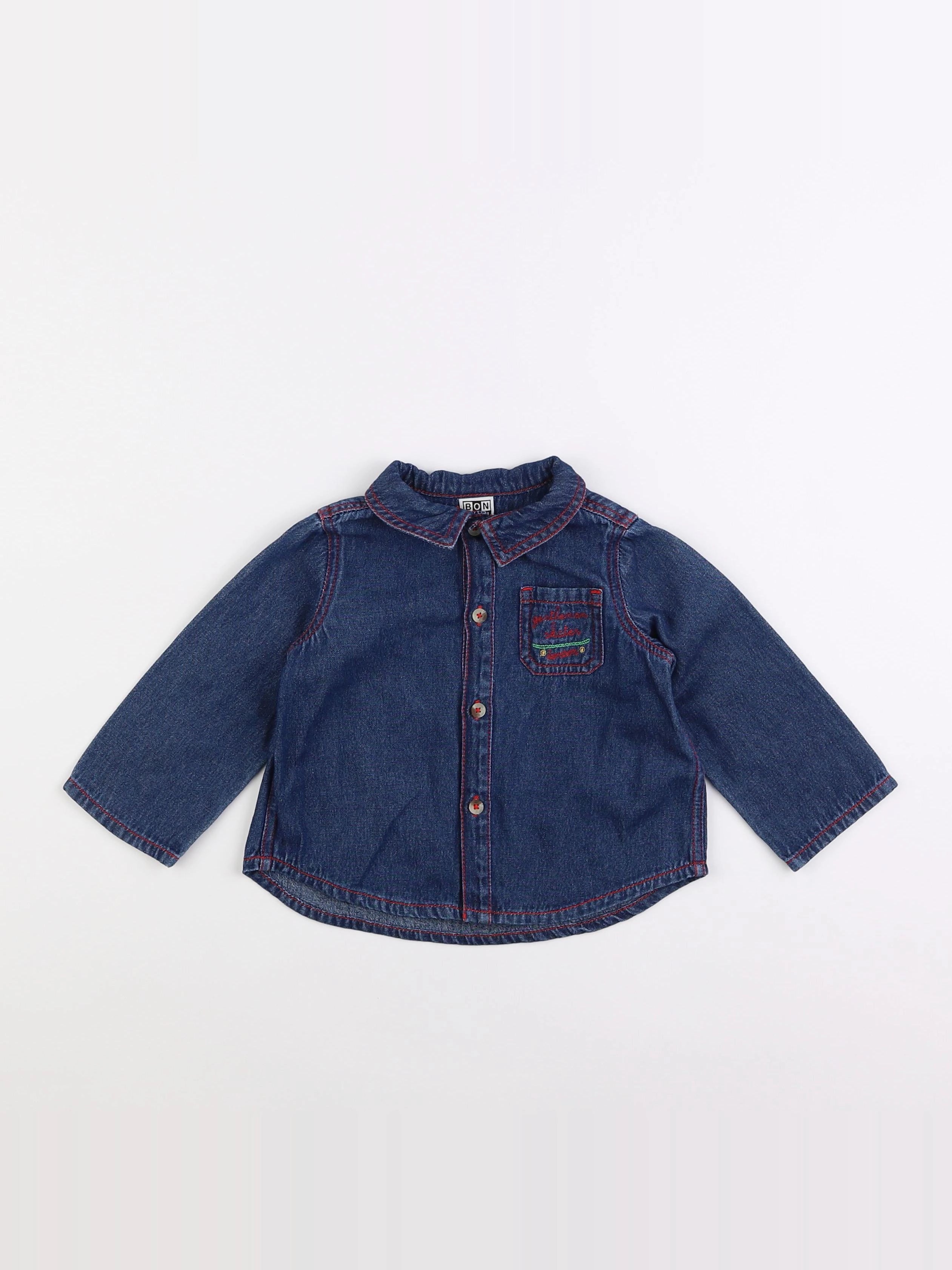 Bonton - chemise bleu - 18 mois