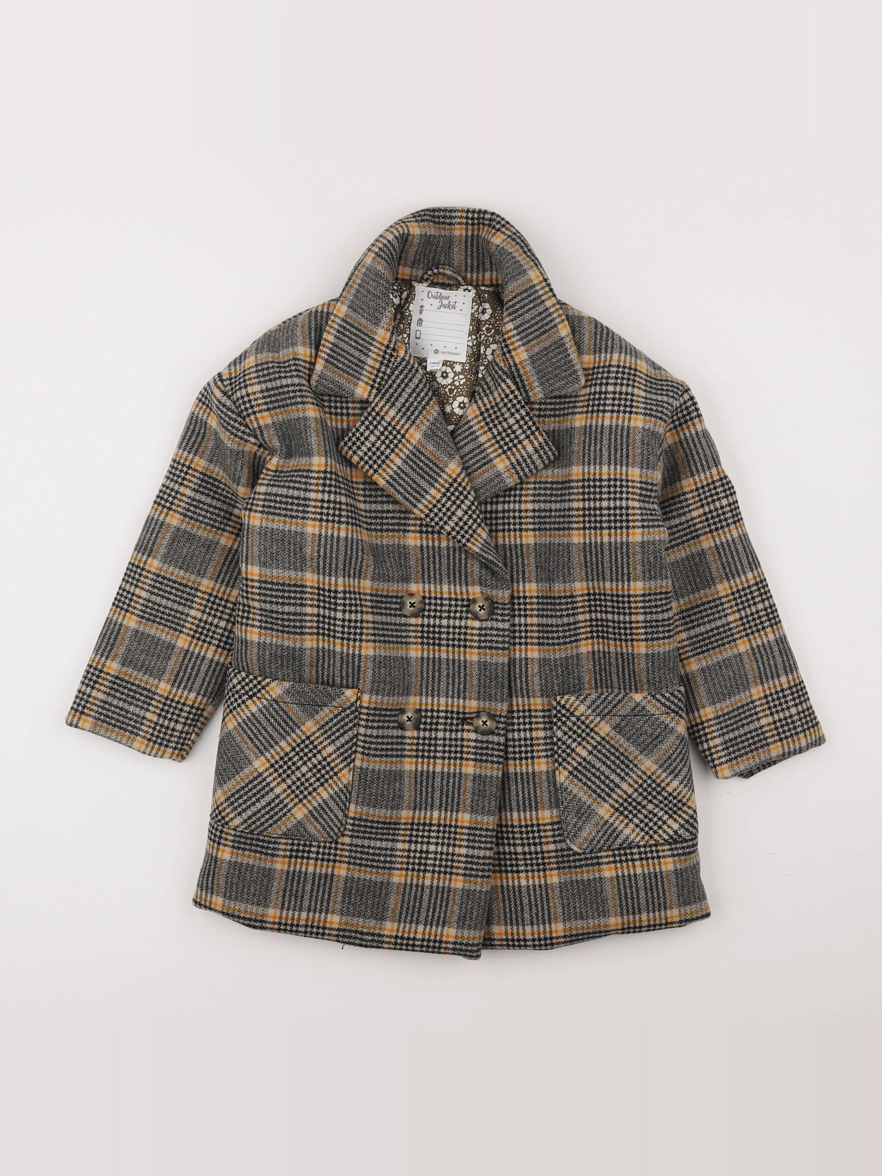 Vertbaudet - manteau gris, marron - 6 ans