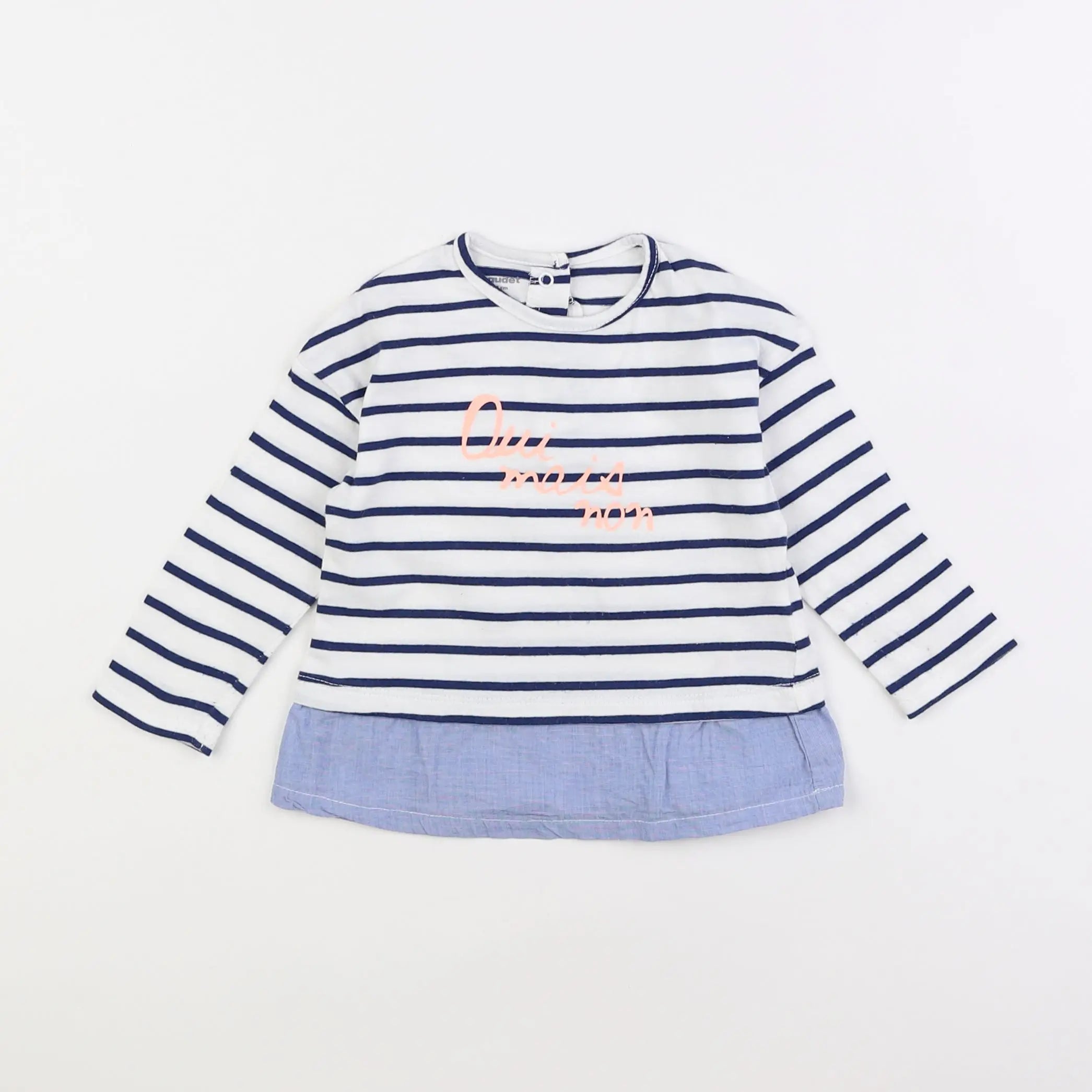 Vertbaudet - tee-shirt blanc, bleu - 12 mois