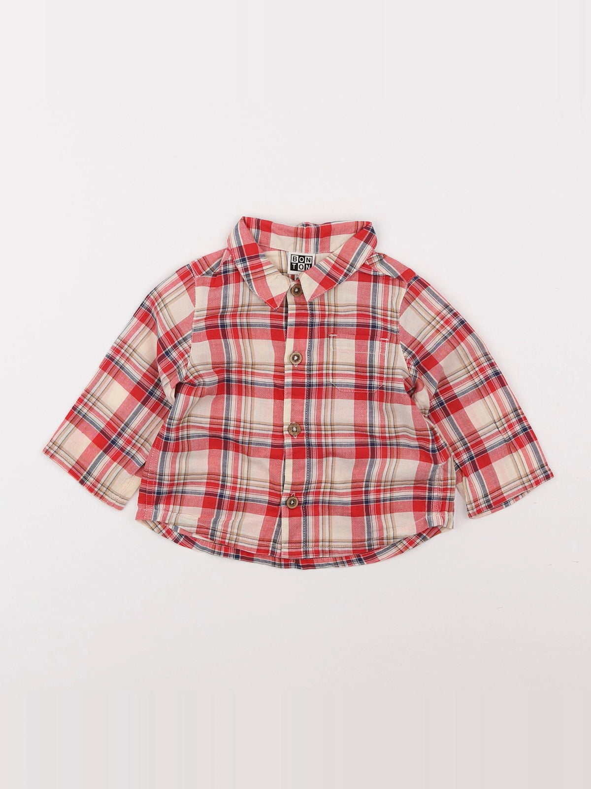 Bonton - chemise rouge - 6 mois