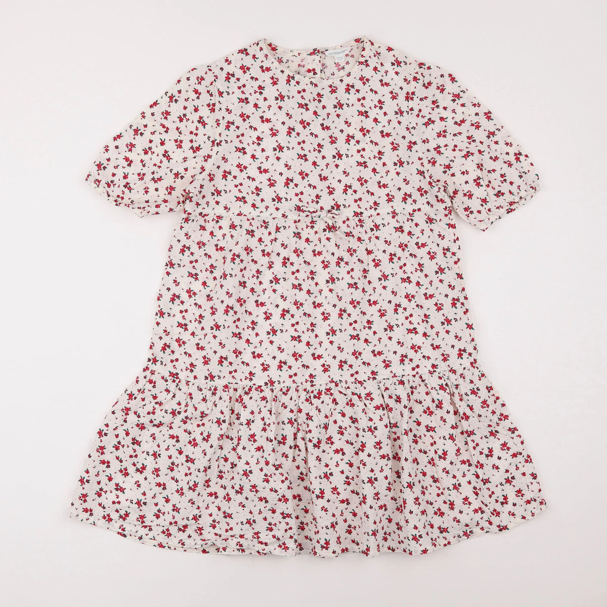 Vertbaudet - robe beige, rouge - 10 ans