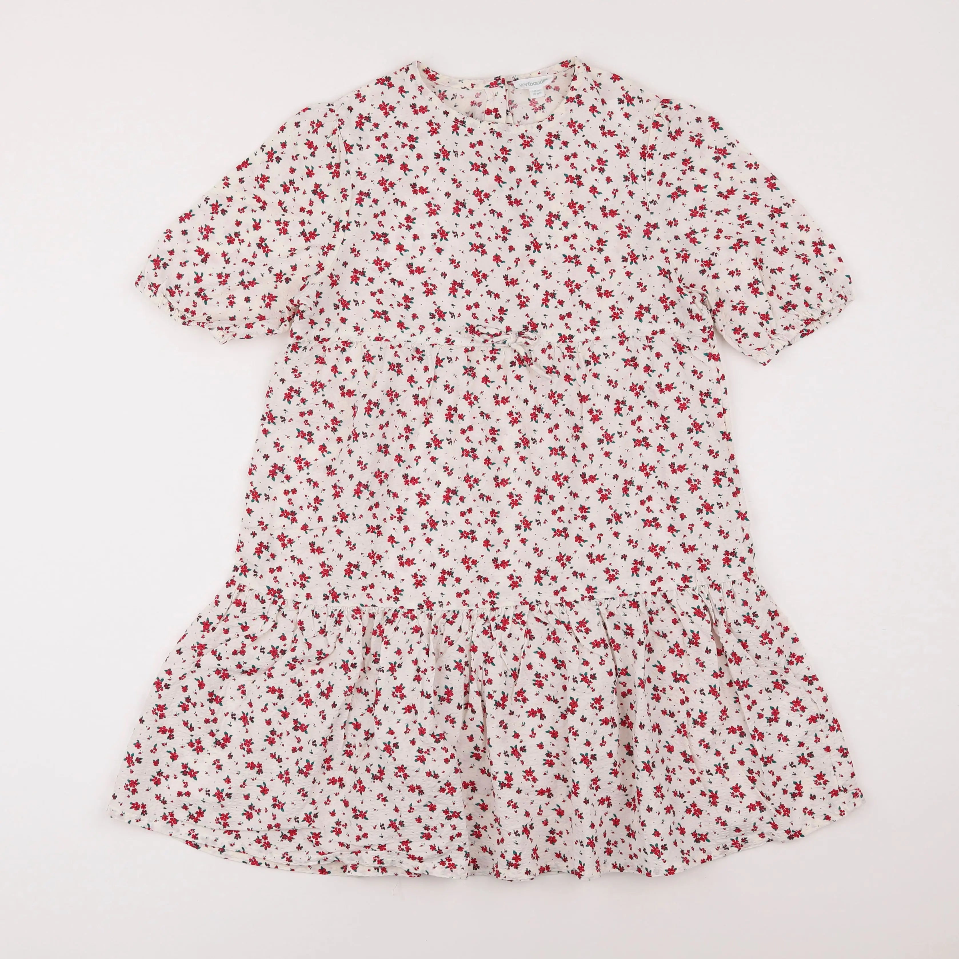 Vertbaudet - robe beige, rouge - 10 ans