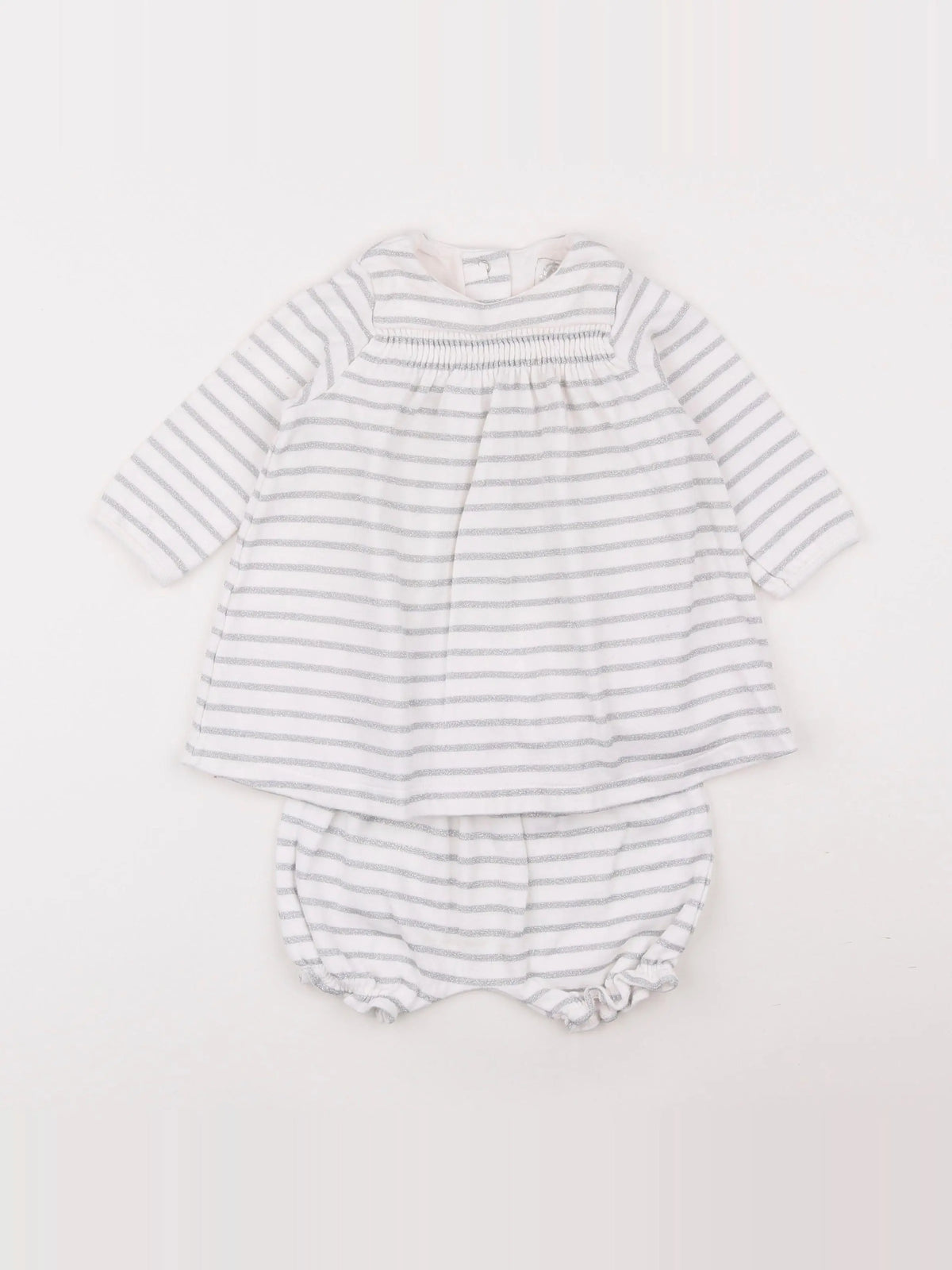 Petit Bateau - robe blanc, argent - 6 mois