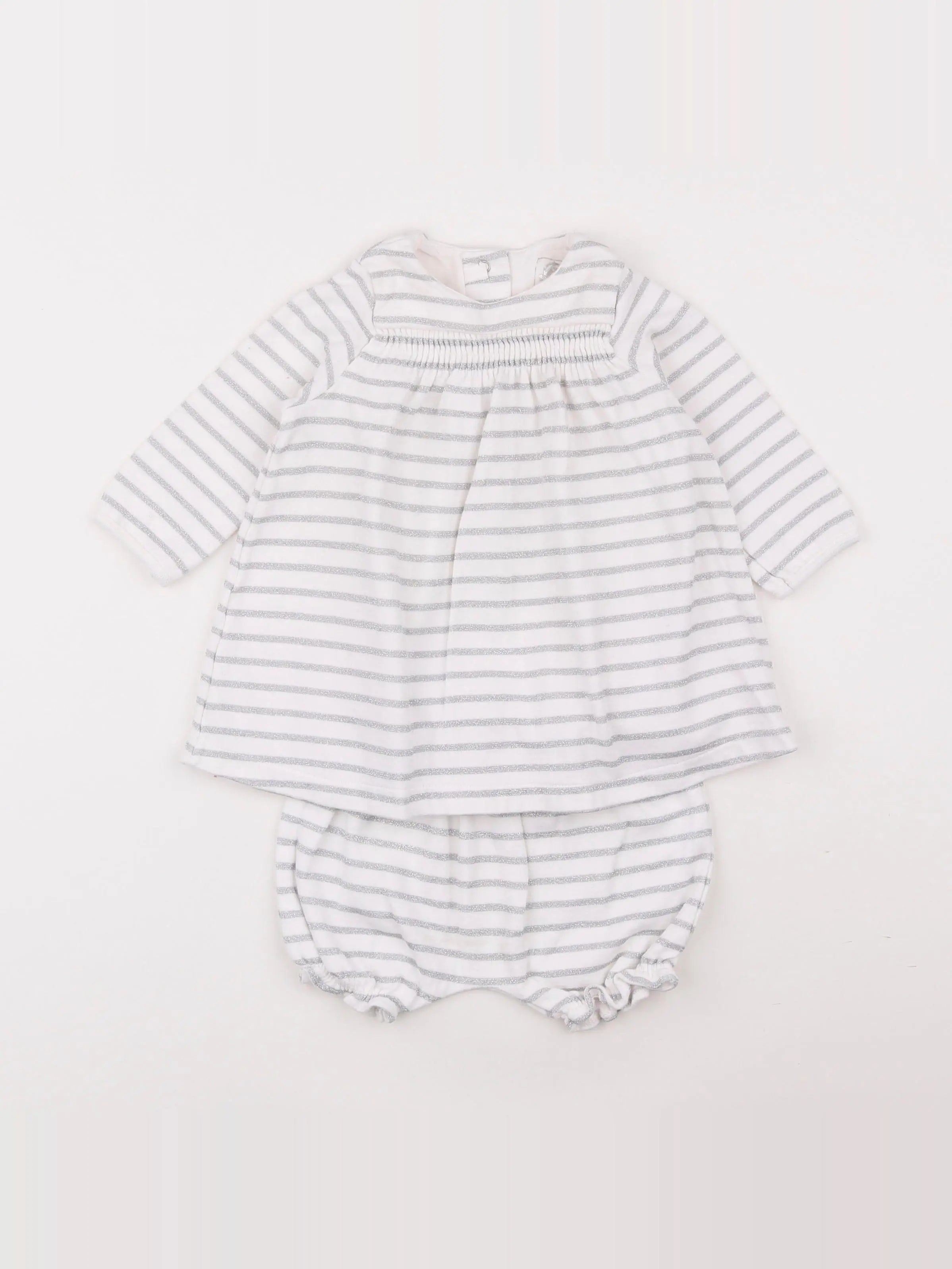 Petit Bateau - robe blanc, argent - 6 mois