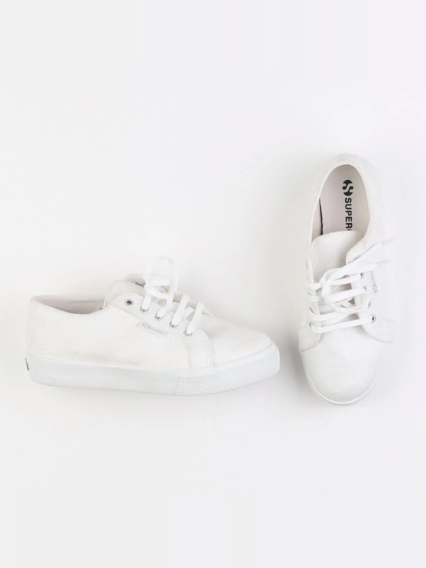 Superga - tennis à scratch/ lacets blanc, argent - pointure 34