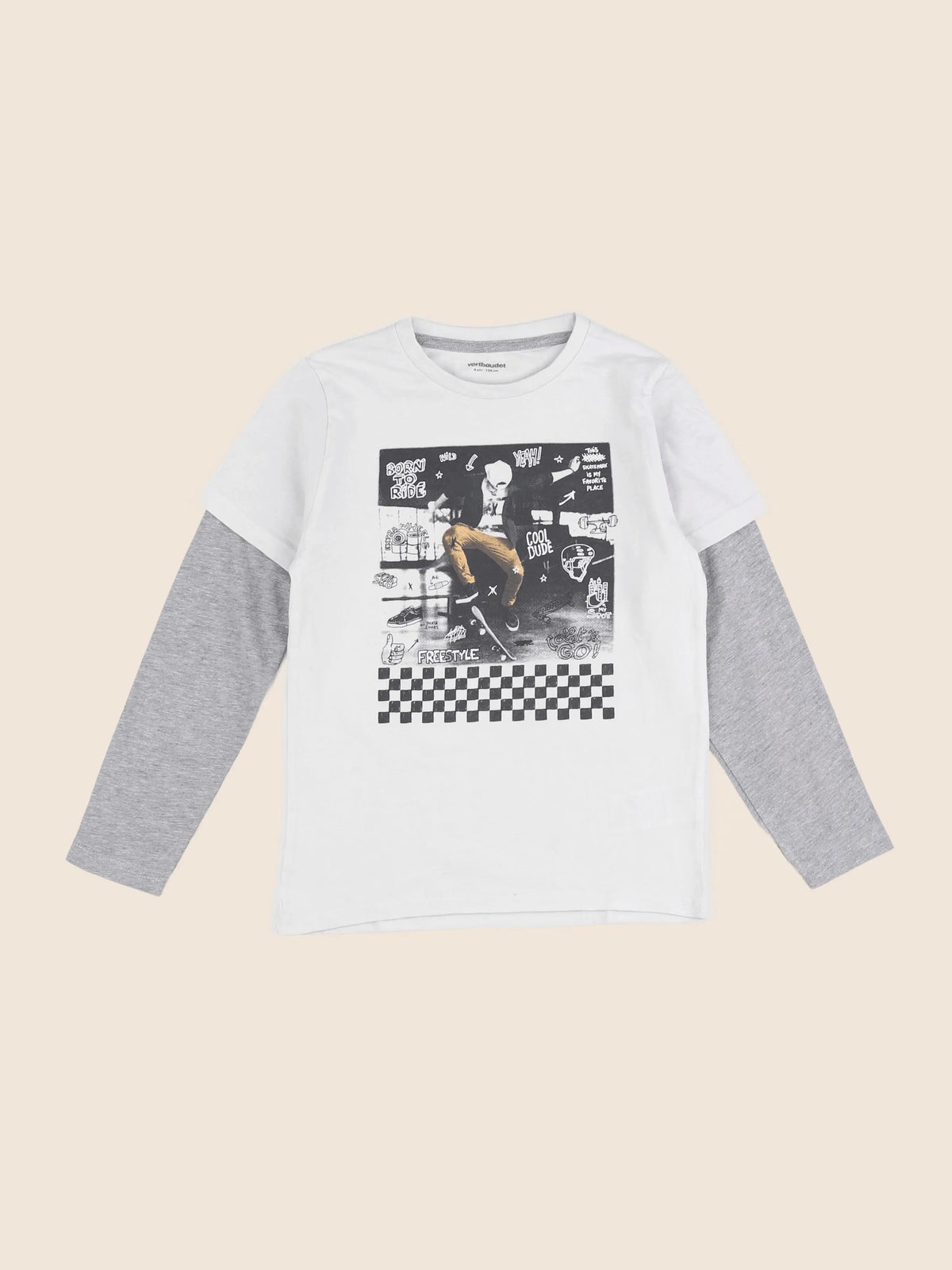 Vertbaudet - tee-shirt gris - 8 ans