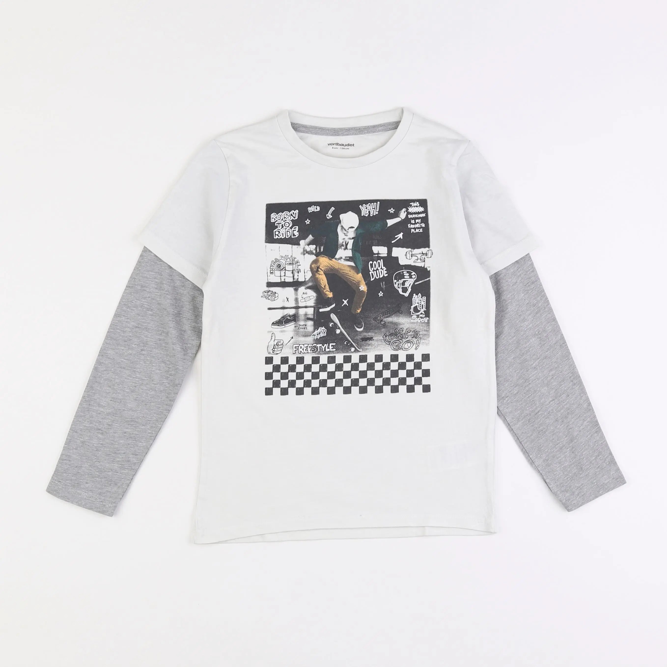 Vertbaudet - tee-shirt gris - 8 ans