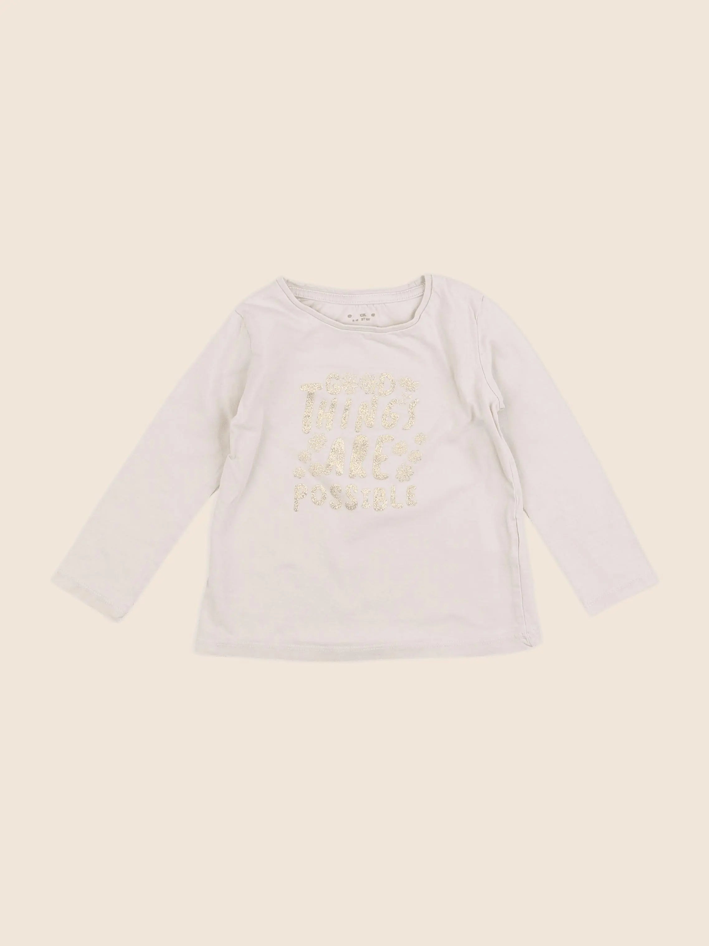 Vertbaudet - tee-shirt beige - 3 ans