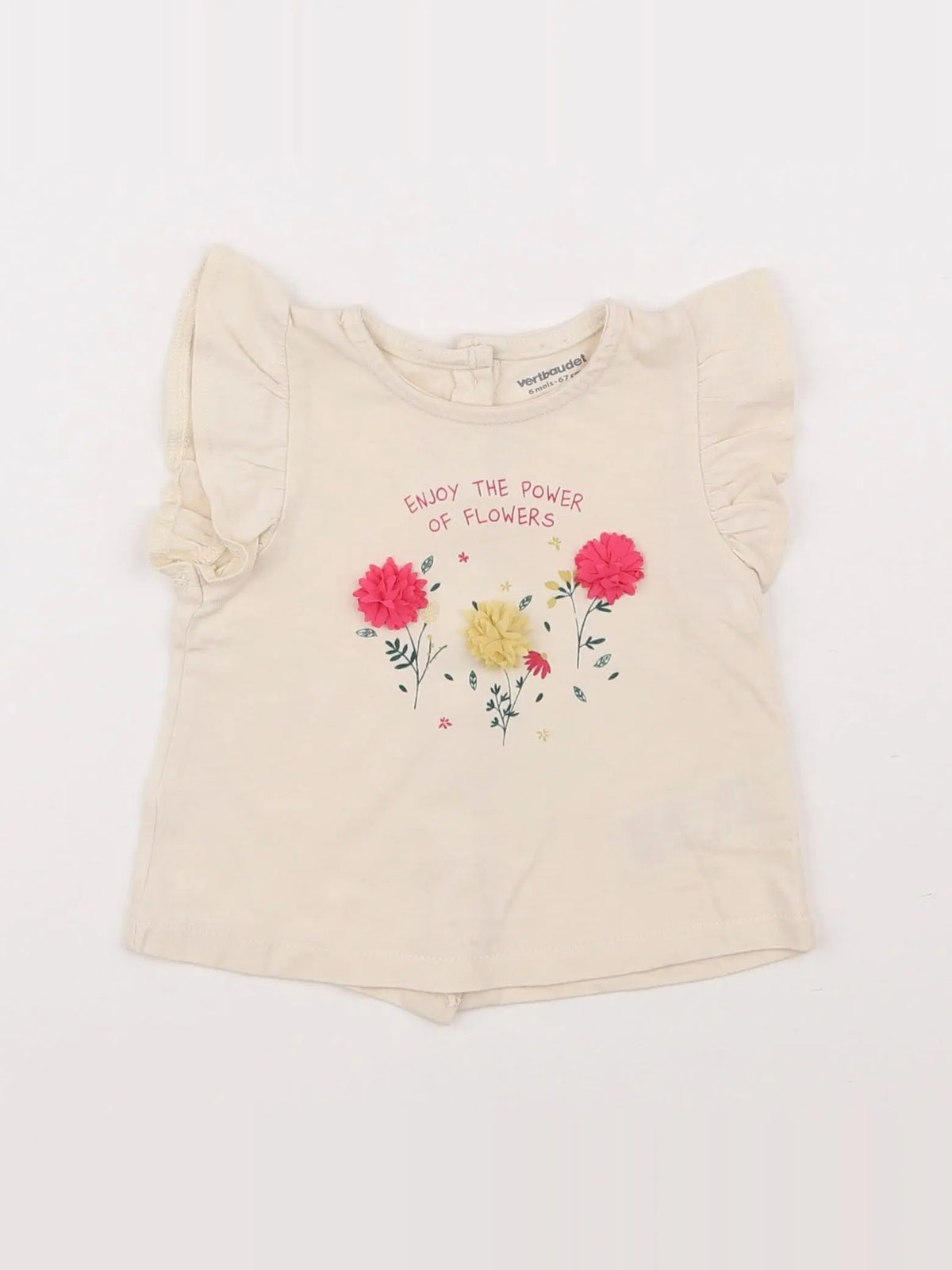 Vertbaudet - tee-shirt beige - 6 mois