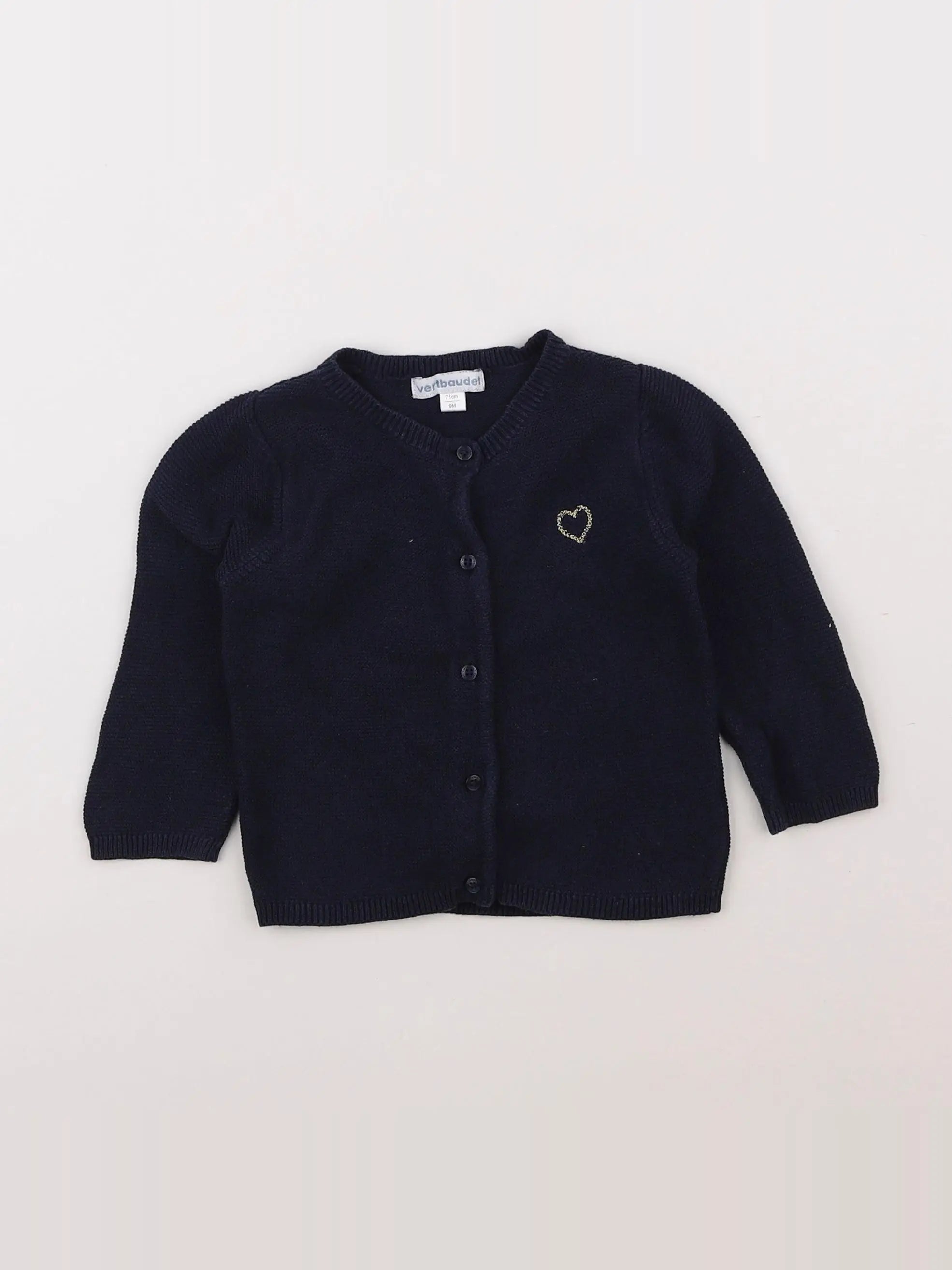 Vertbaudet - gilet bleu - 9 mois