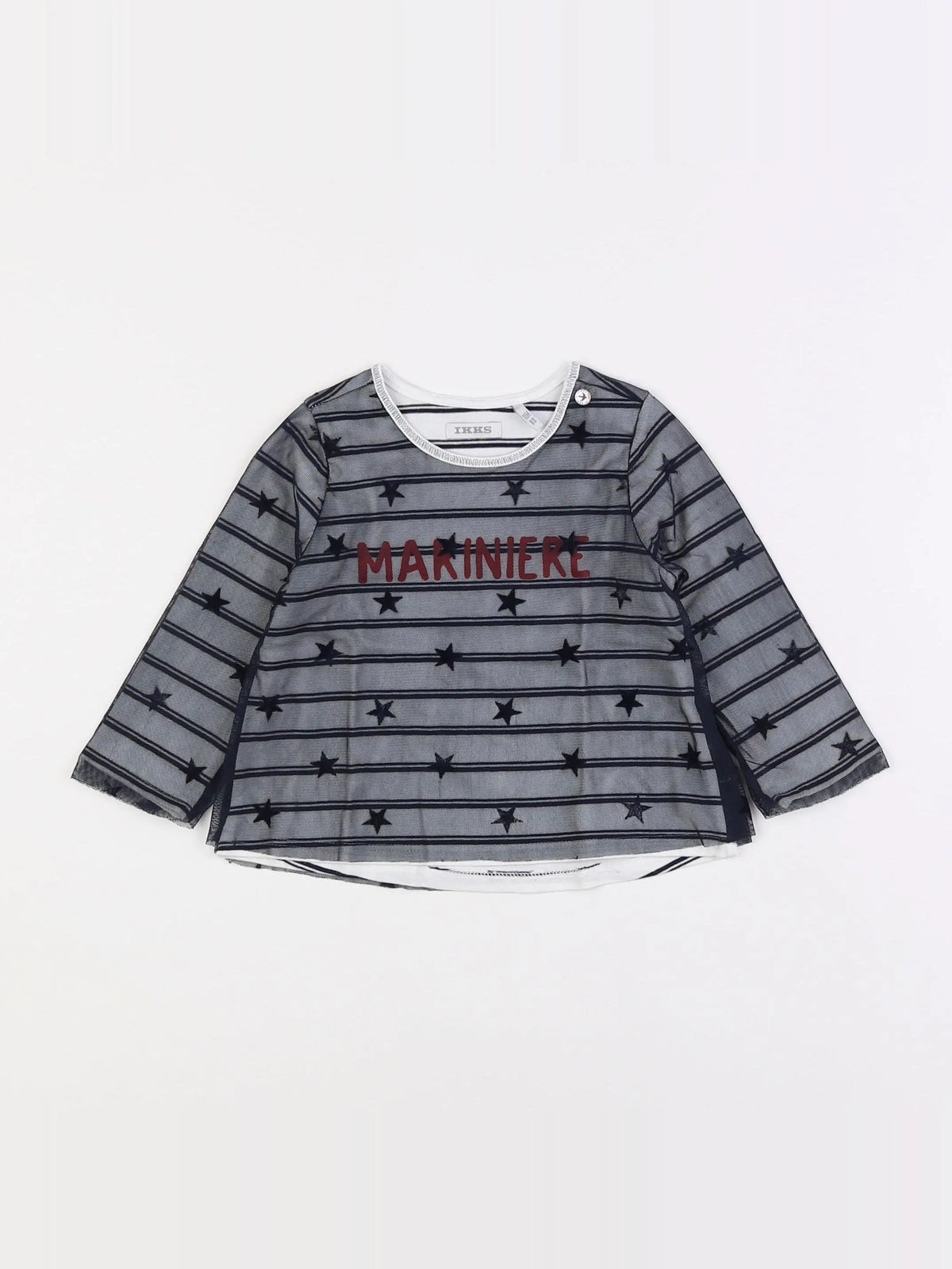 IKKS - tee-shirt bleu, blanc - 18 mois