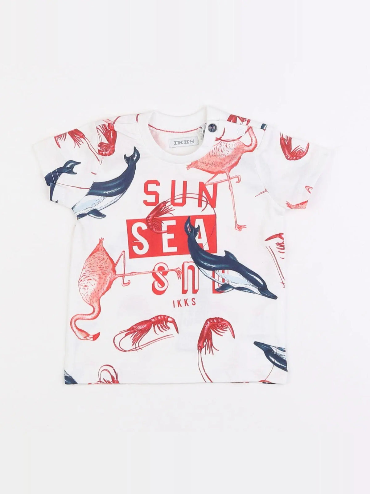 IKKS - tee-shirt bleu, rouge - 6 mois