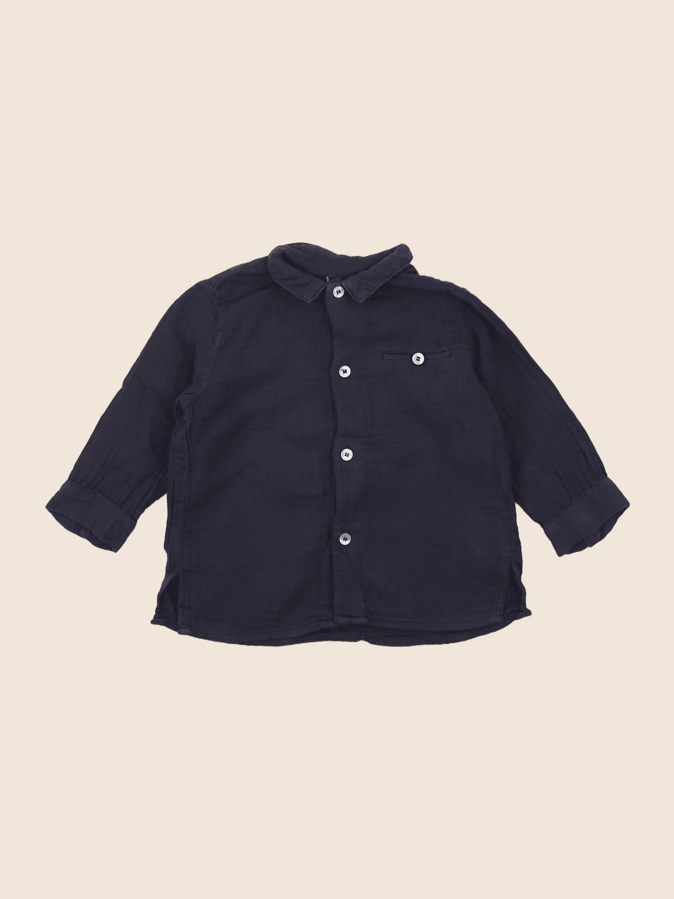 Bonton - chemise bleu - 12 mois