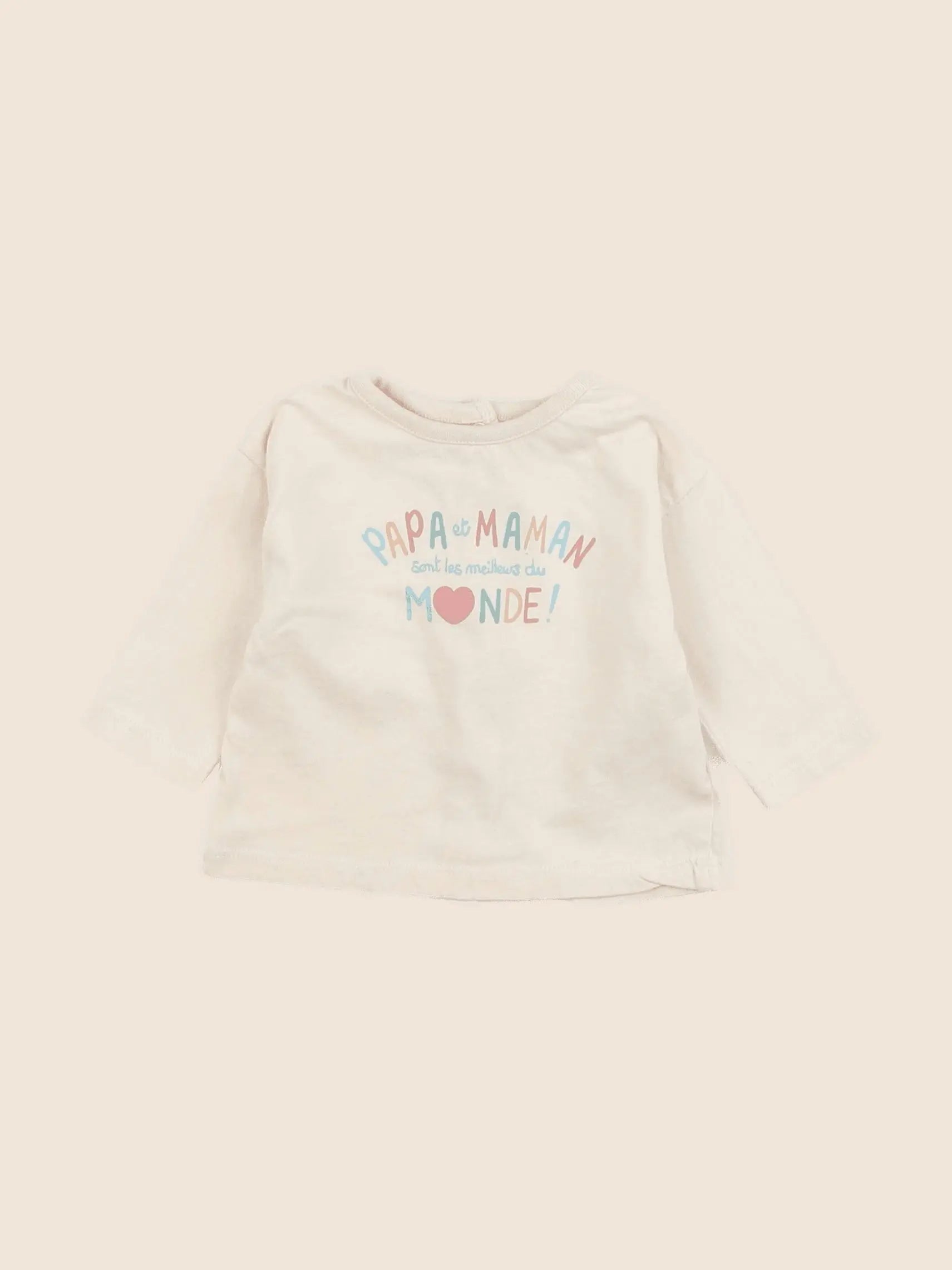 Vertbaudet - tee-shirt beige - 3 mois