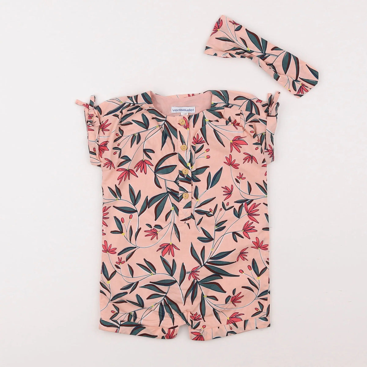 Vertbaudet - combinaison rose - 9 mois