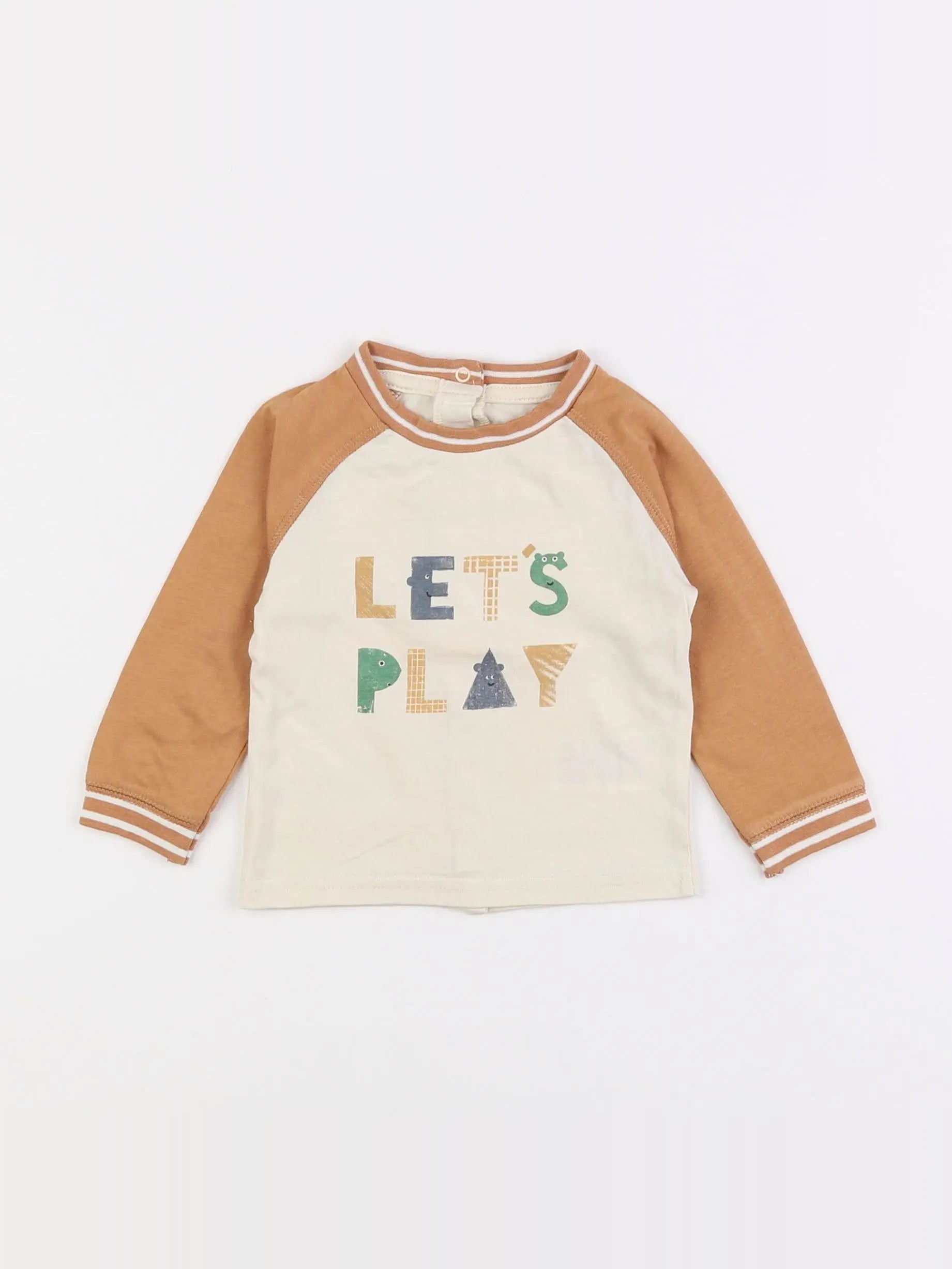 Vertbaudet - tee-shirt beige, marron - 6 mois