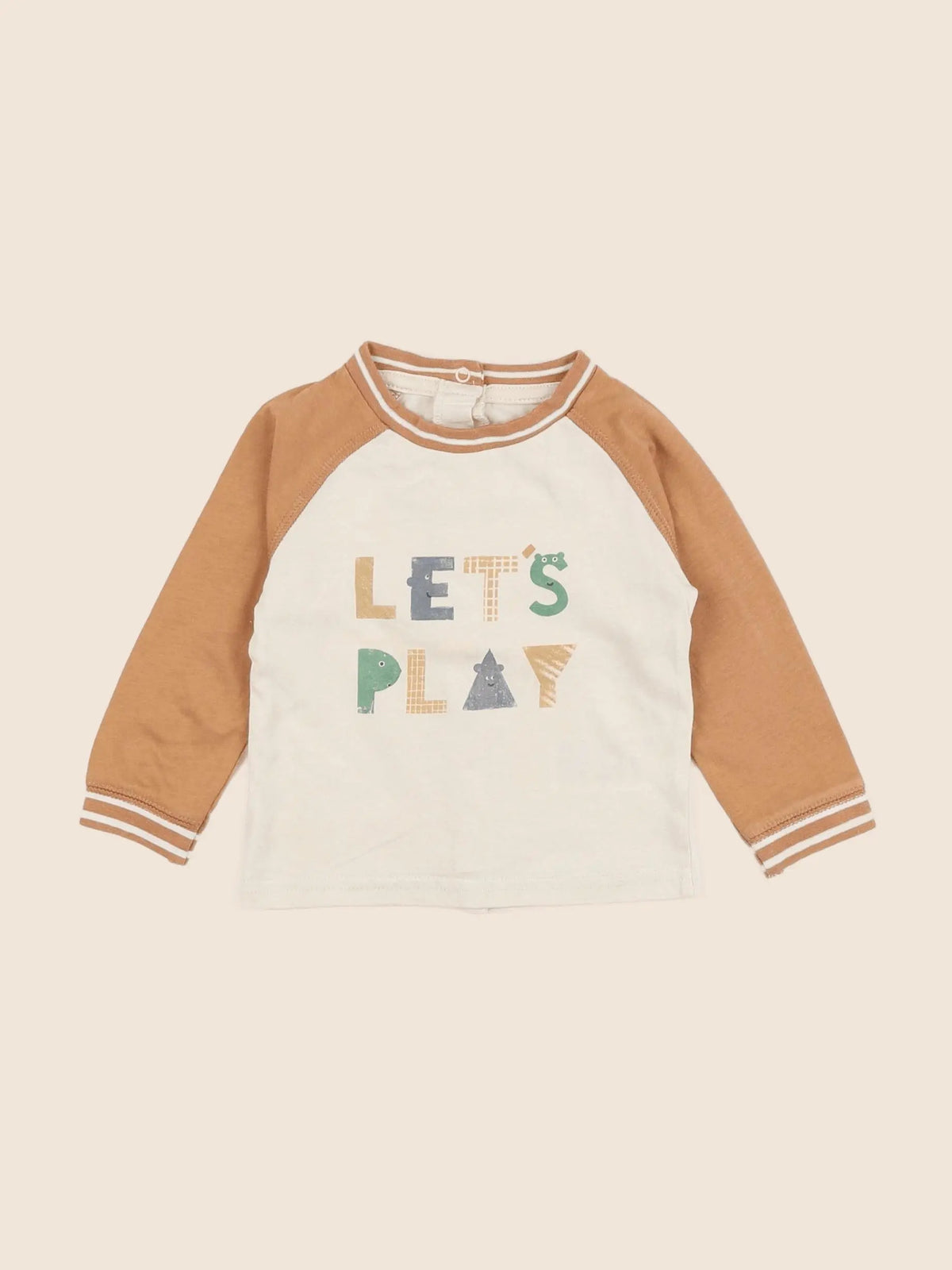 Vertbaudet - tee-shirt beige, marron - 6 mois