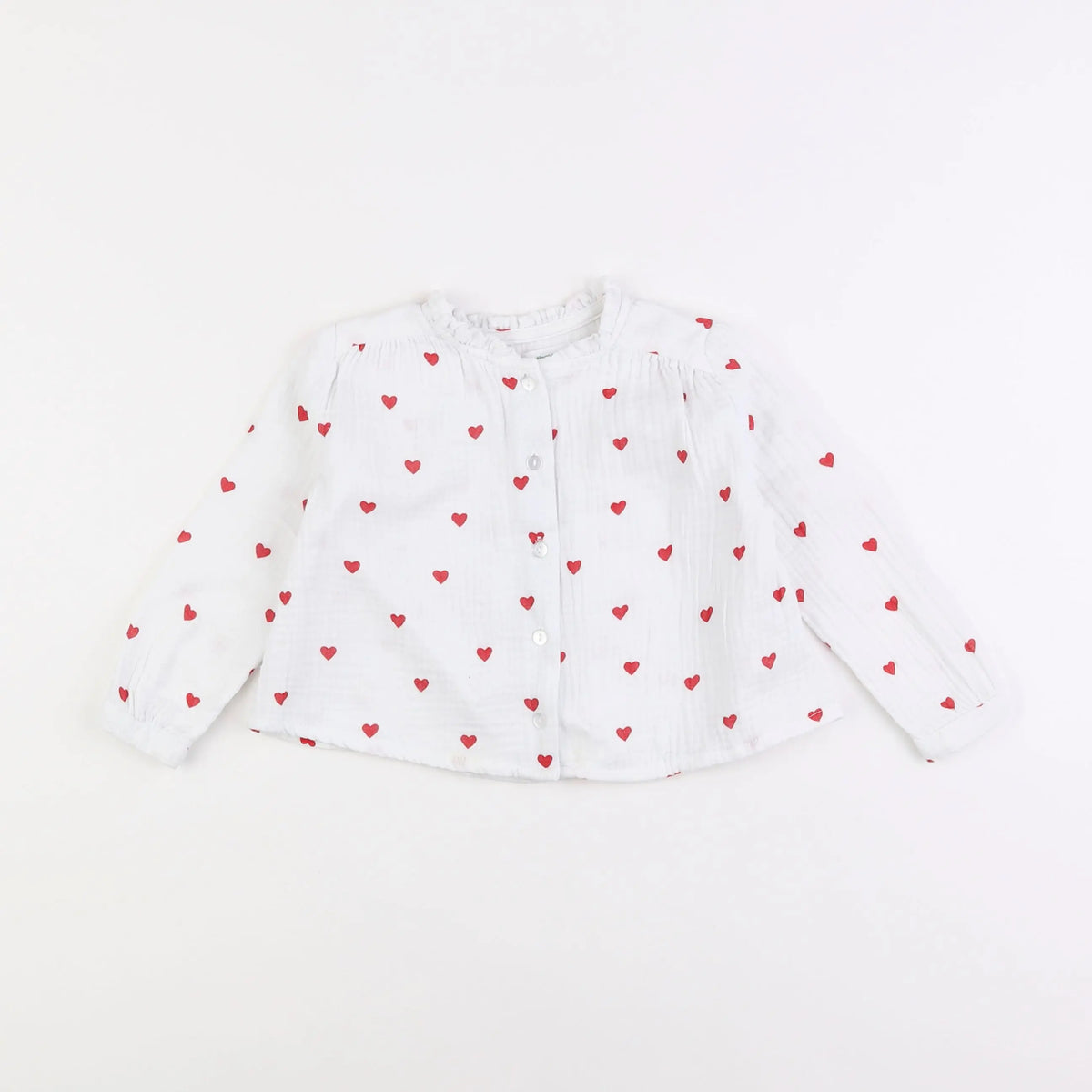 Vertbaudet - chemise blanc, rouge - 2 ans