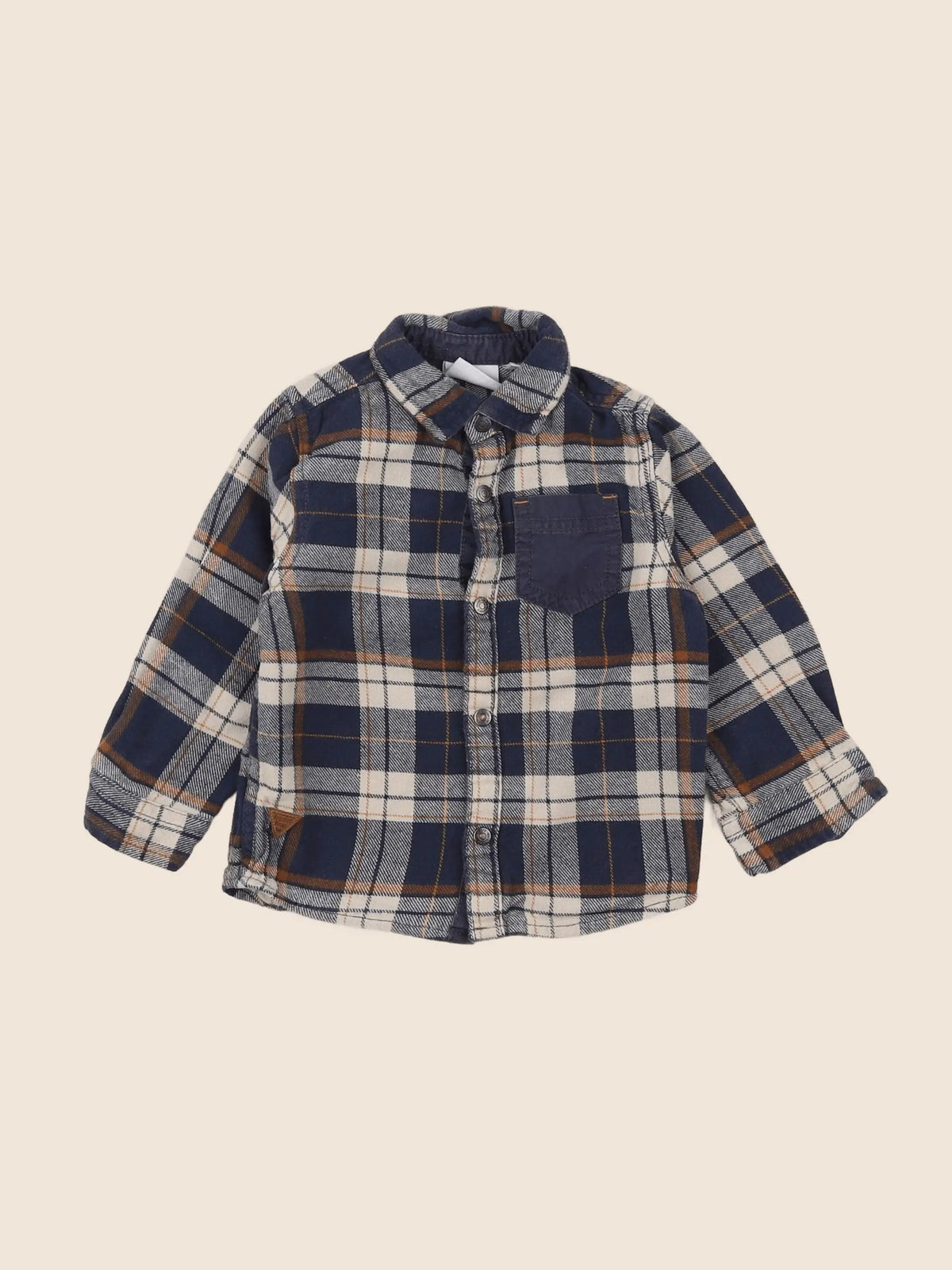 Vertbaudet - chemise bleu, beige - 2 ans
