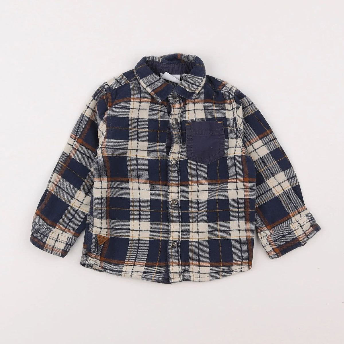 Vertbaudet - chemise bleu, beige - 2 ans