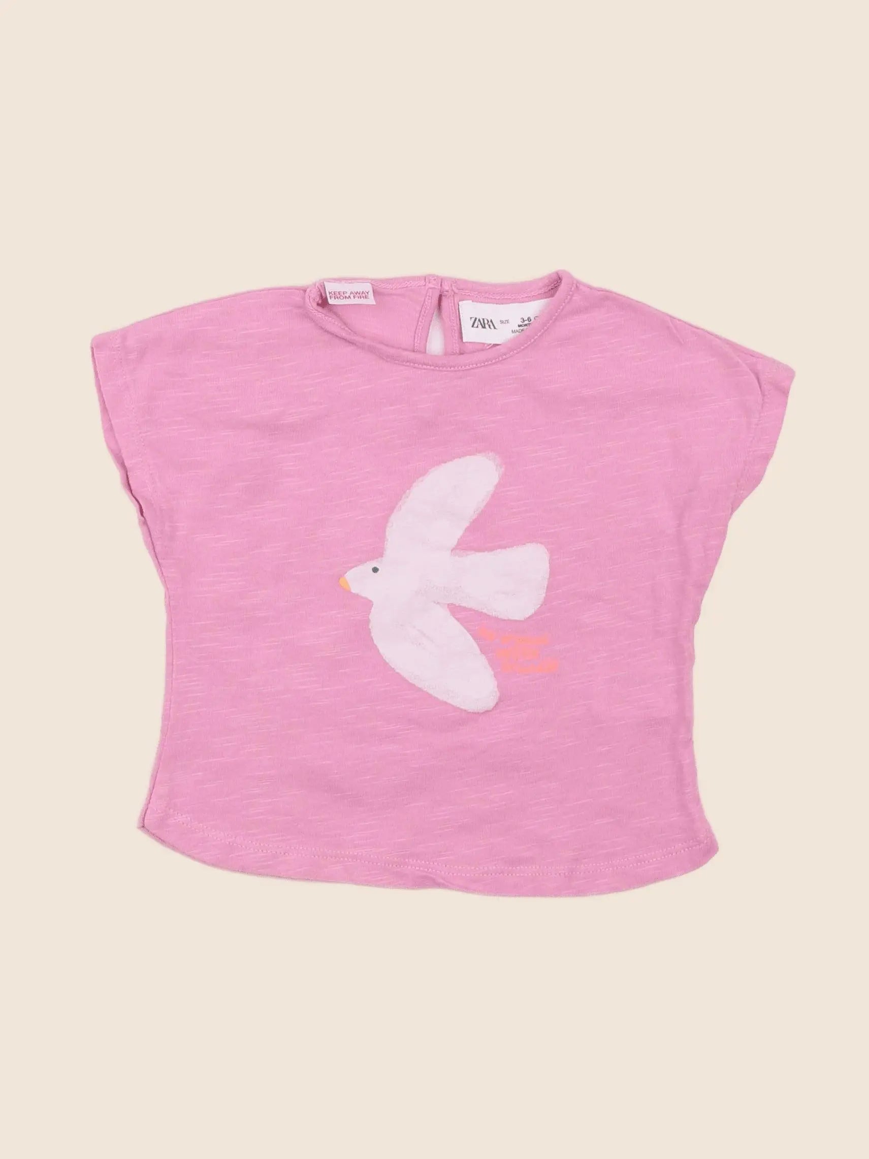 Zara - tee-shirt rose - 3/6 mois
