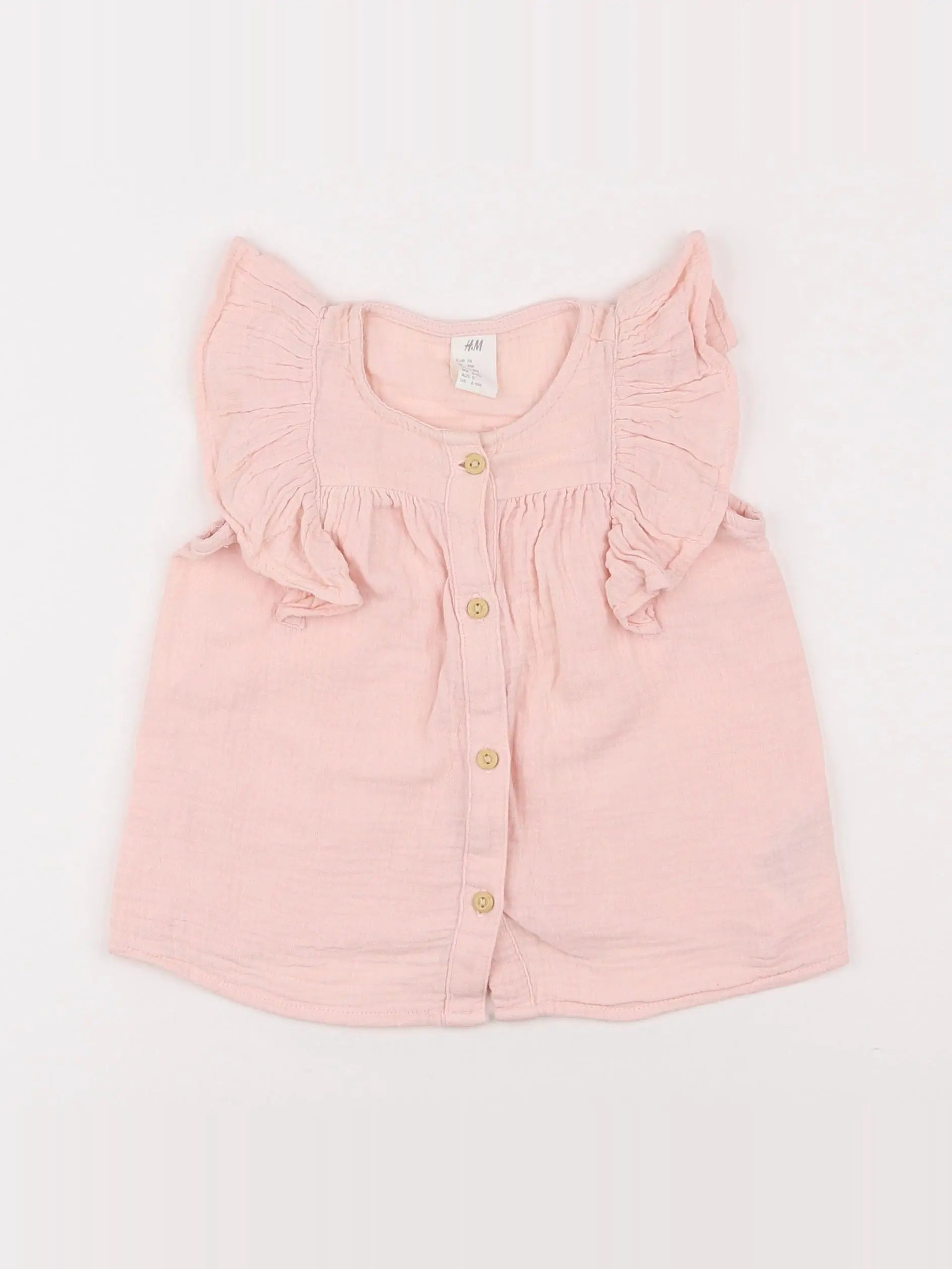 H&M - blouse rose - 6/9 mois