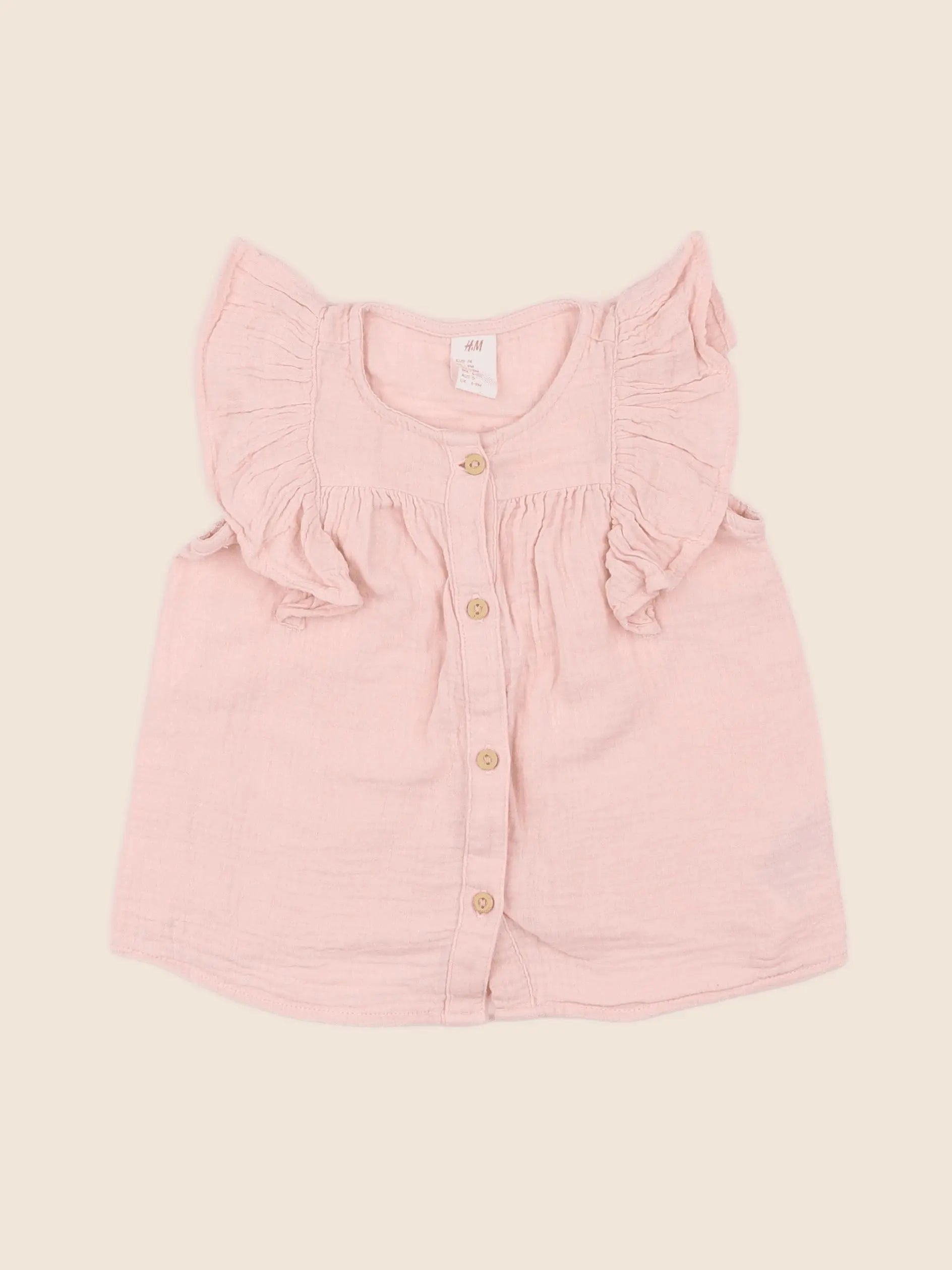 H&M - blouse rose - 6/9 mois