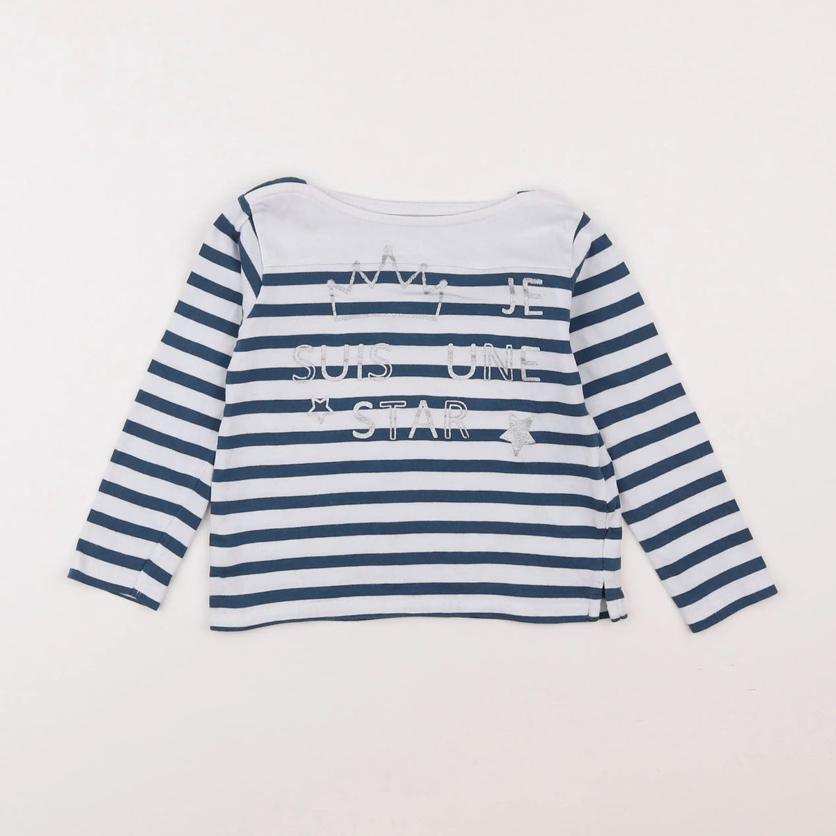 Vertbaudet - tee-shirt blanc, bleu - 4 ans