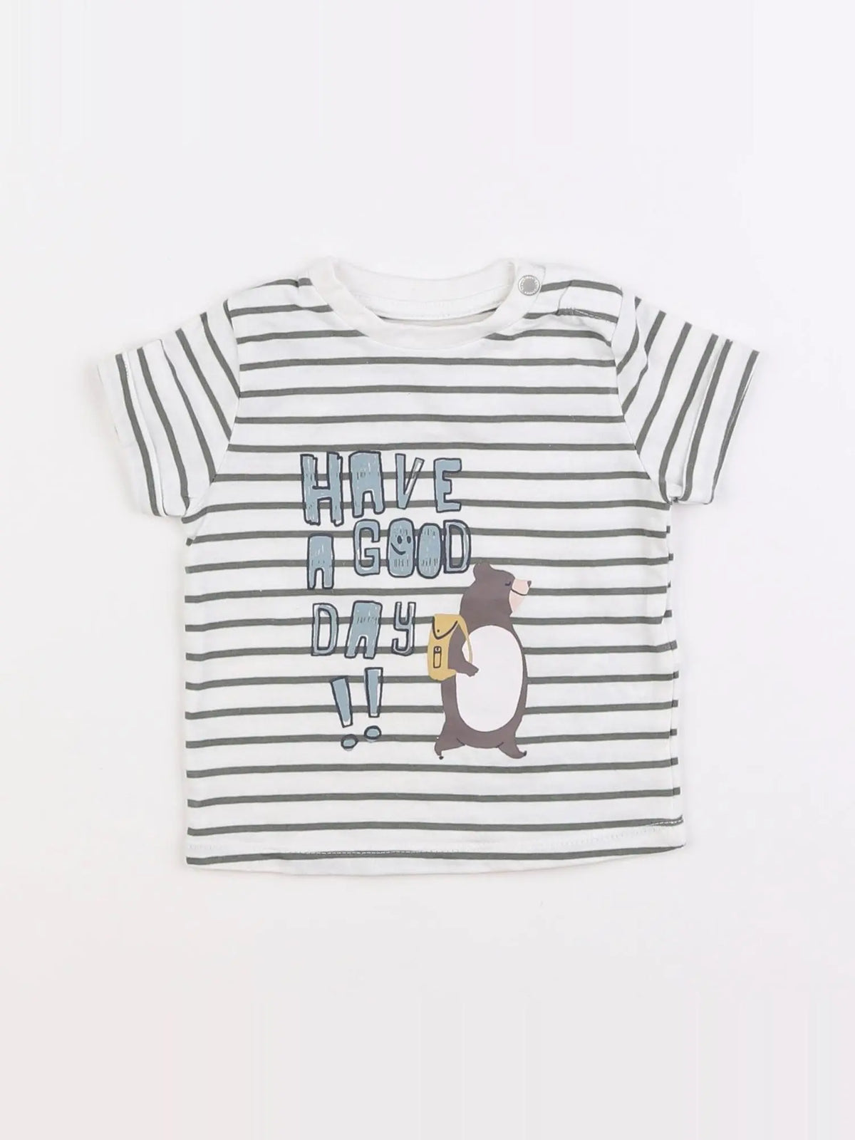 Vertbaudet - tee-shirt blanc, vert - 6 mois