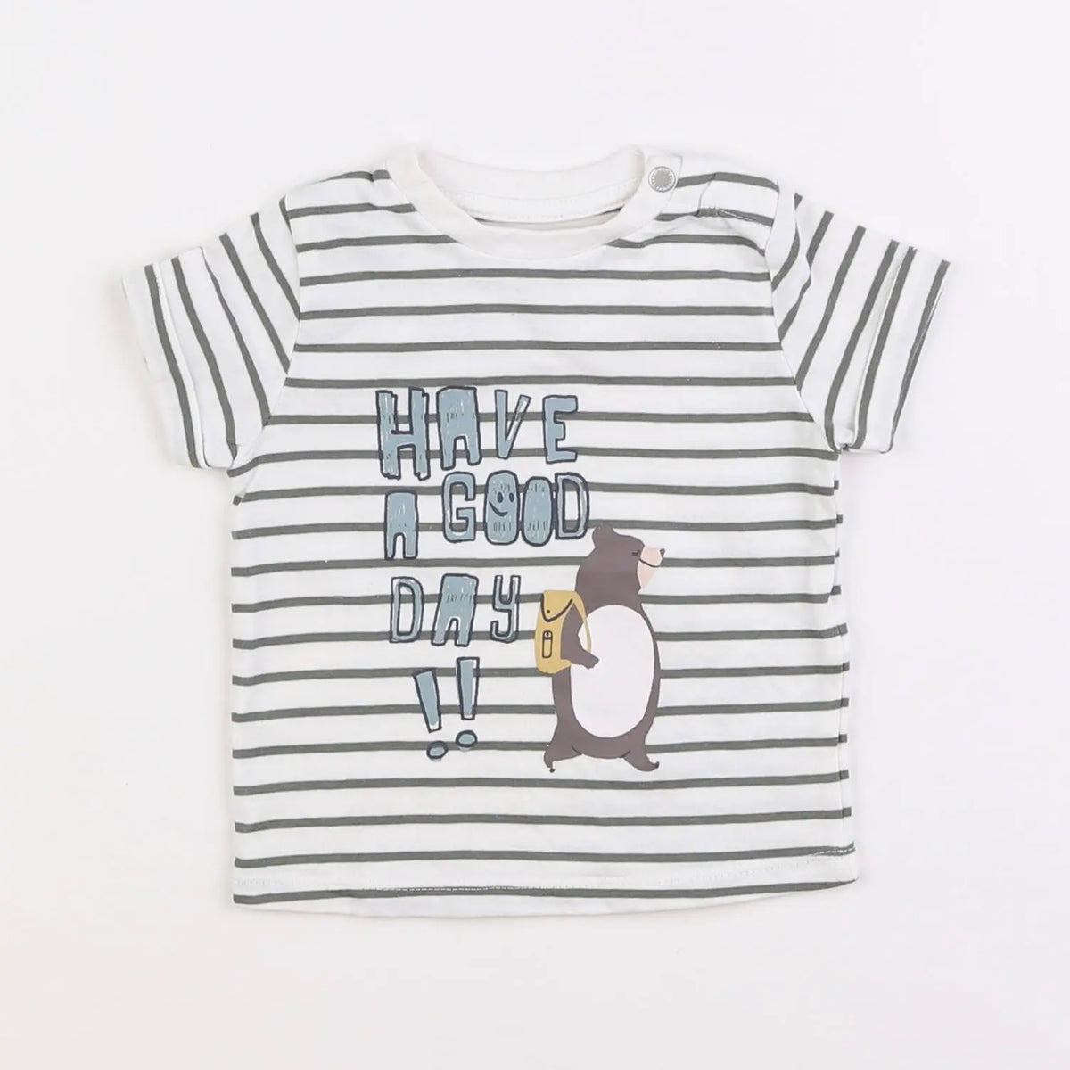 Vertbaudet - tee-shirt blanc, vert - 6 mois