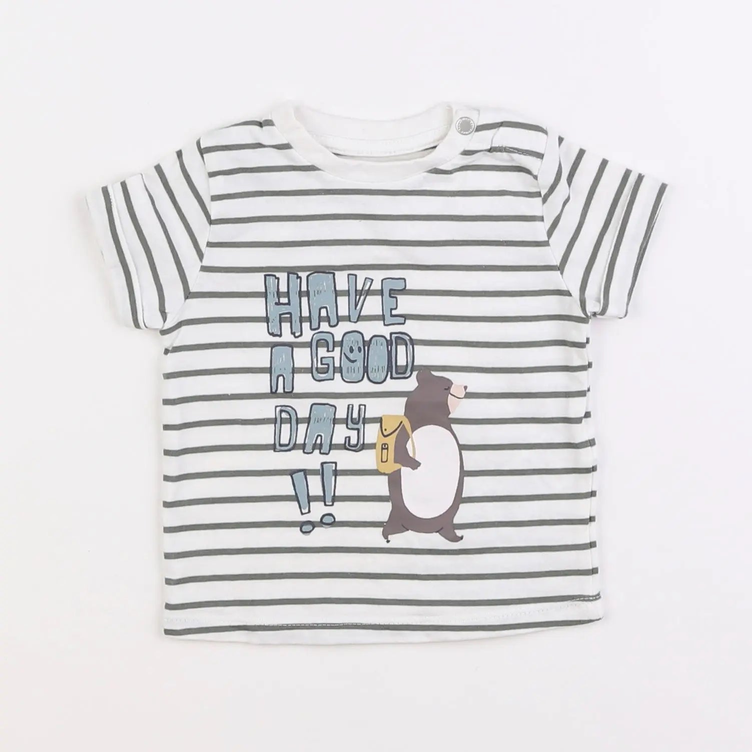 Vertbaudet - tee-shirt blanc, vert - 6 mois