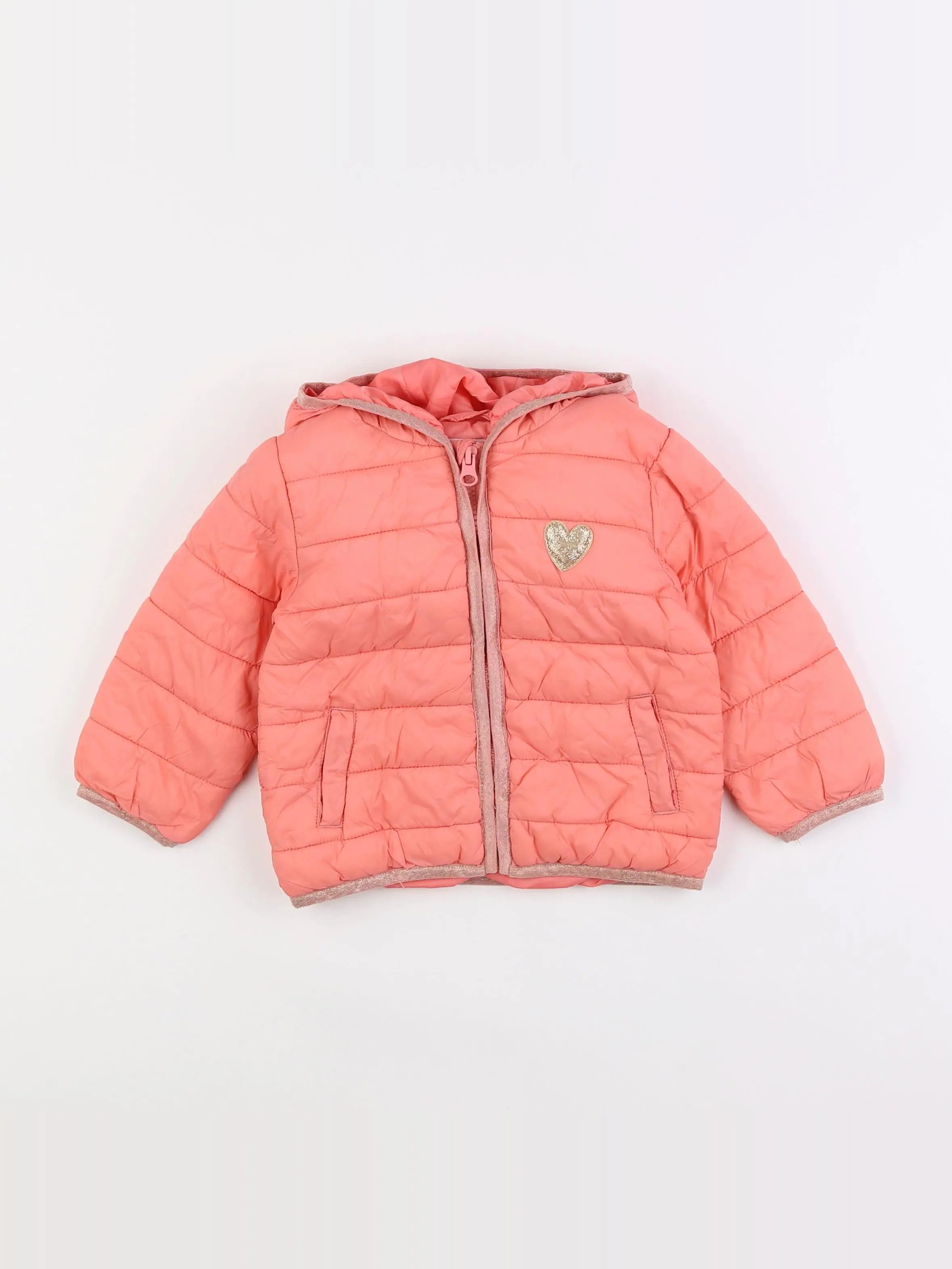 Vertbaudet - doudoune rose, or - 18 mois