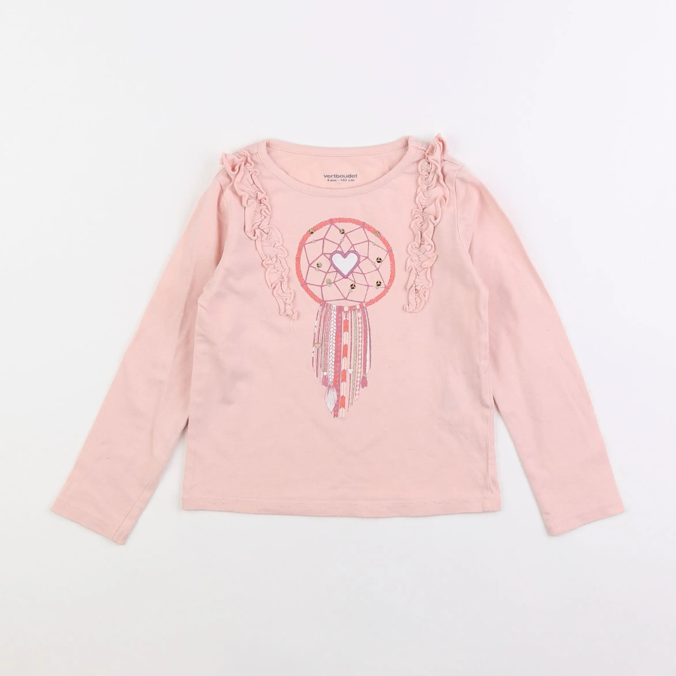 Vertbaudet - tee-shirt rose - 4 ans