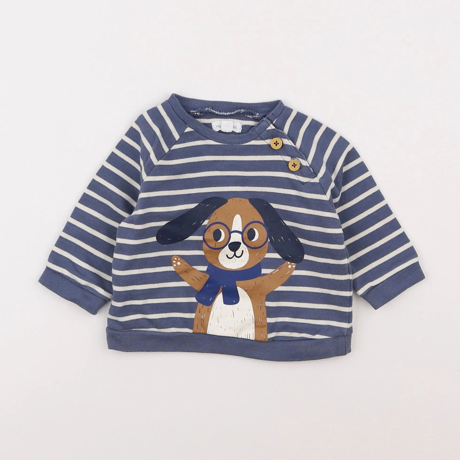 Vertbaudet - sweat bleu - 6 mois