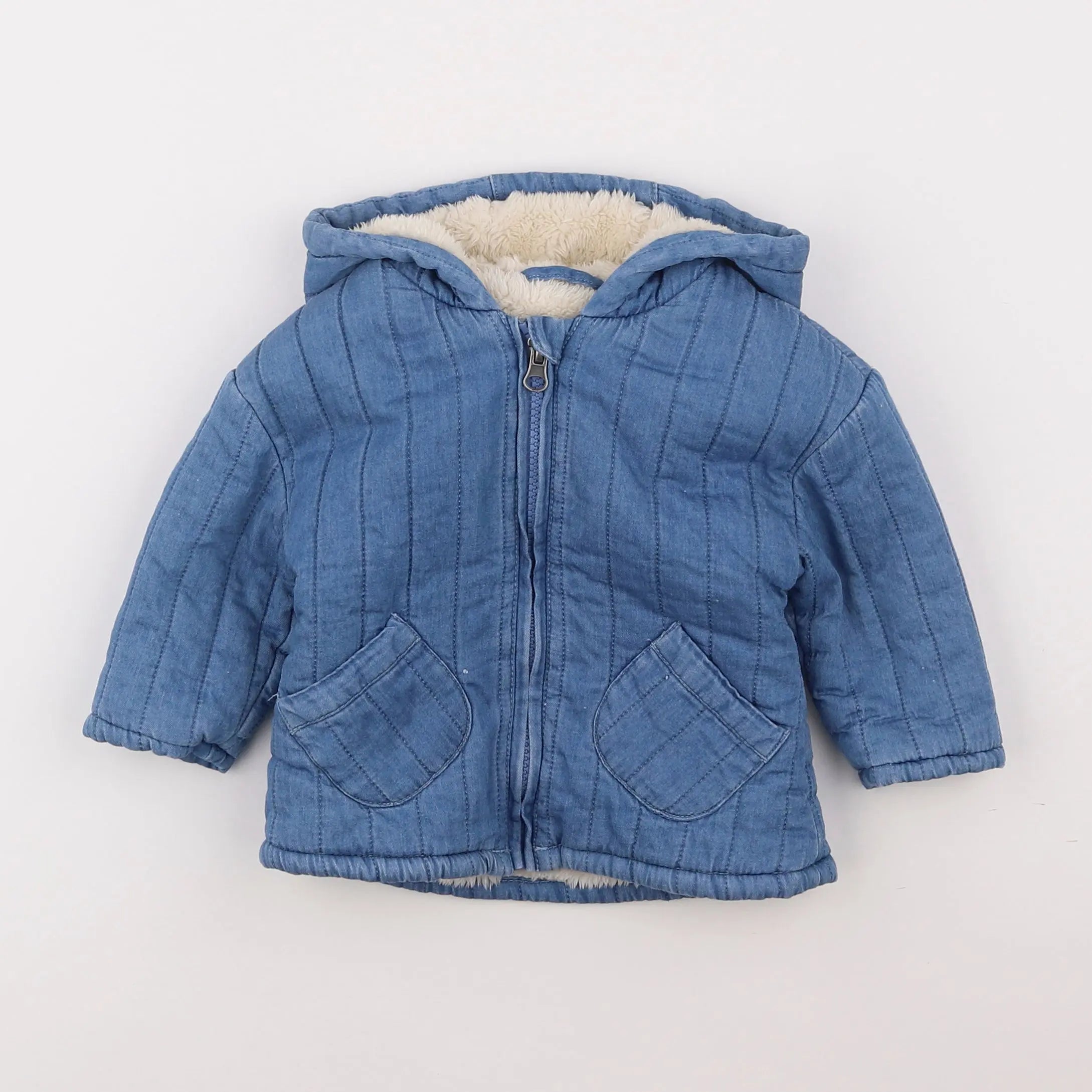 Vertbaudet - veste doublé bleu - 9 mois