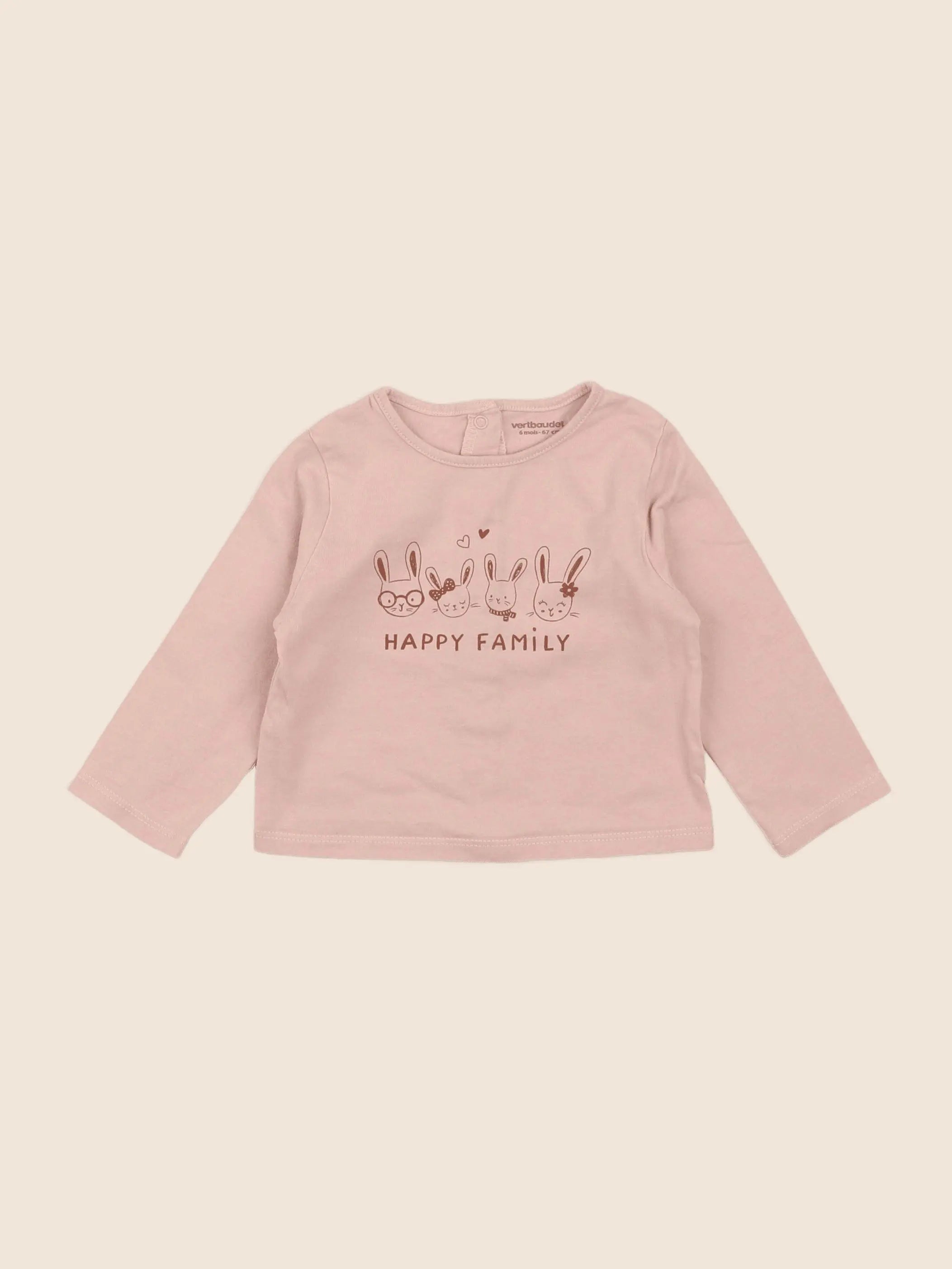Vertbaudet - tee-shirt rose - 6 mois