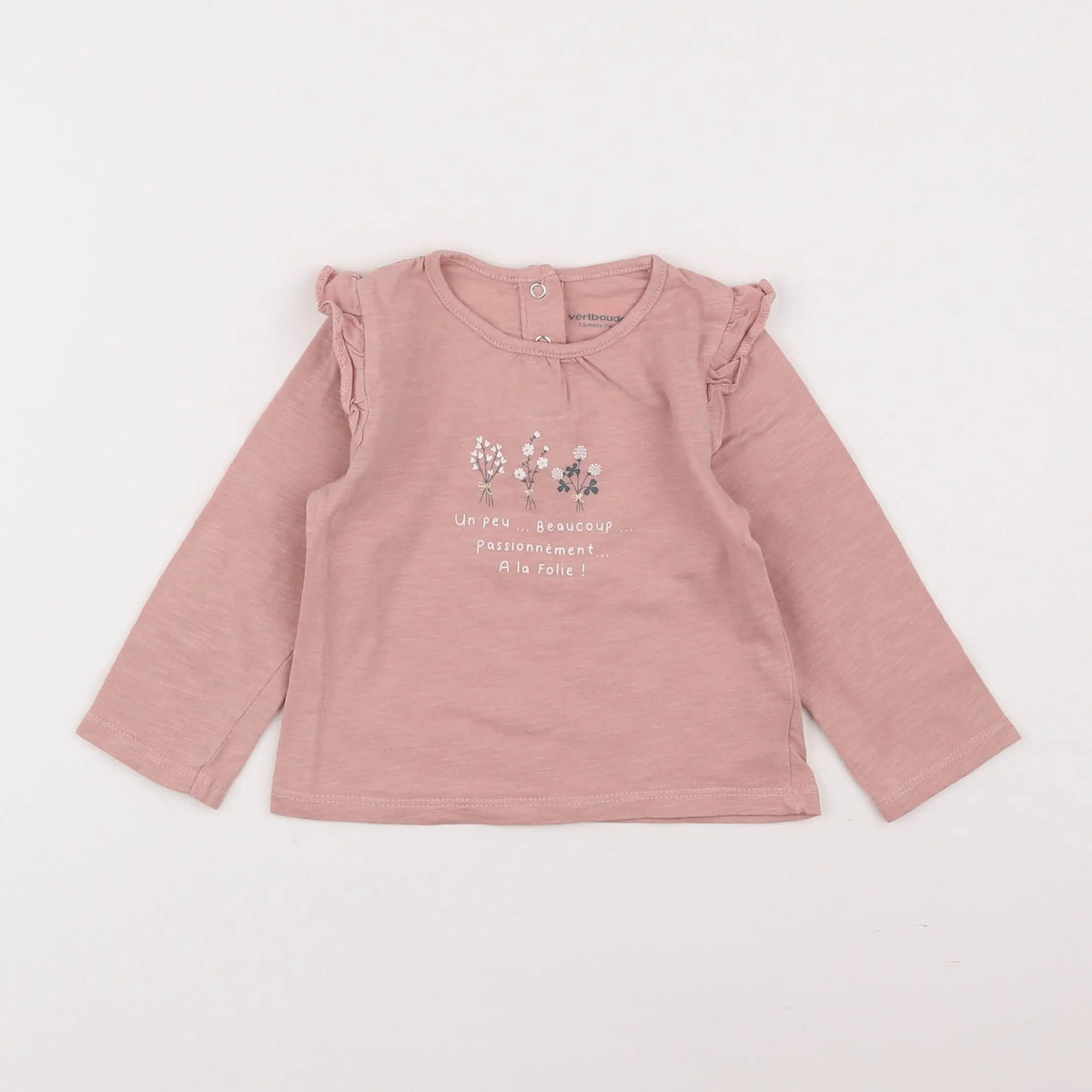 Vertbaudet - tee-shirt rose - 12 mois