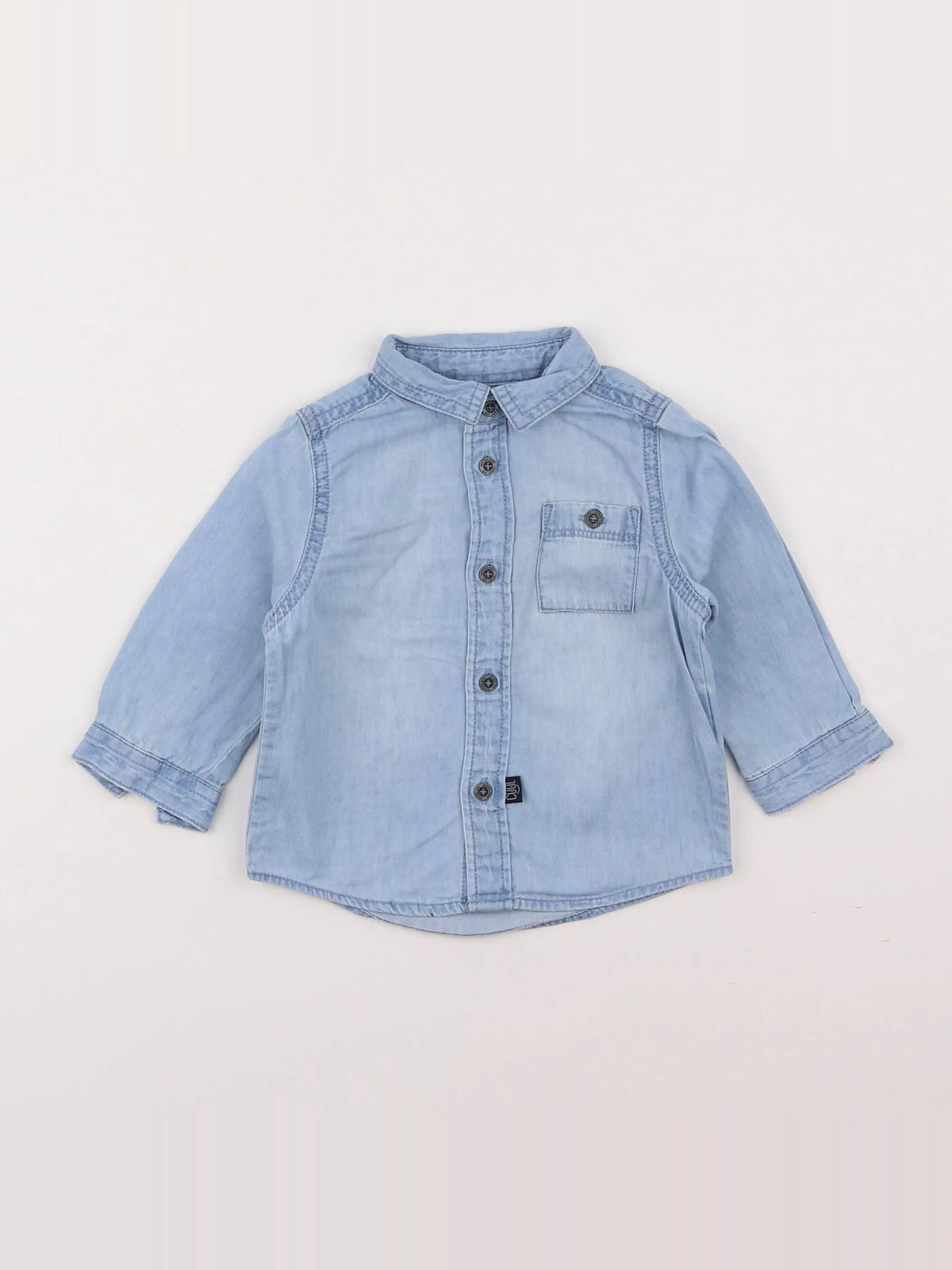 Vertbaudet - chemise bleu - 9 mois
