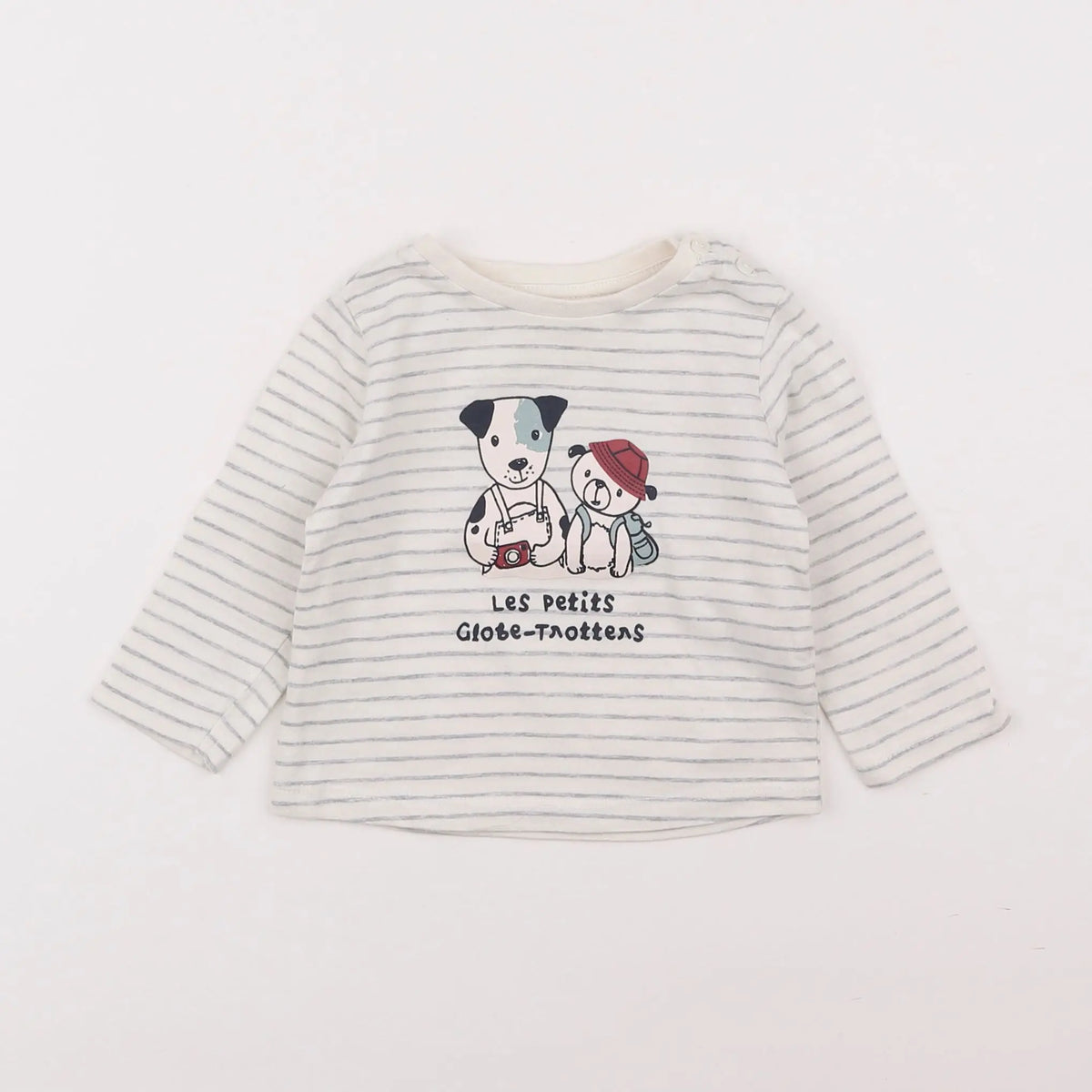 Vertbaudet - tee-shirt blanc, gris - 6 mois