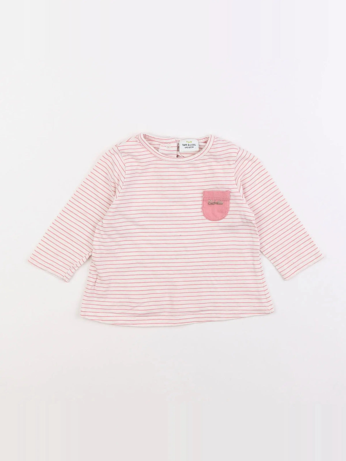 Tape à l'oeil - tee-shirt blanc, rose - 6 mois