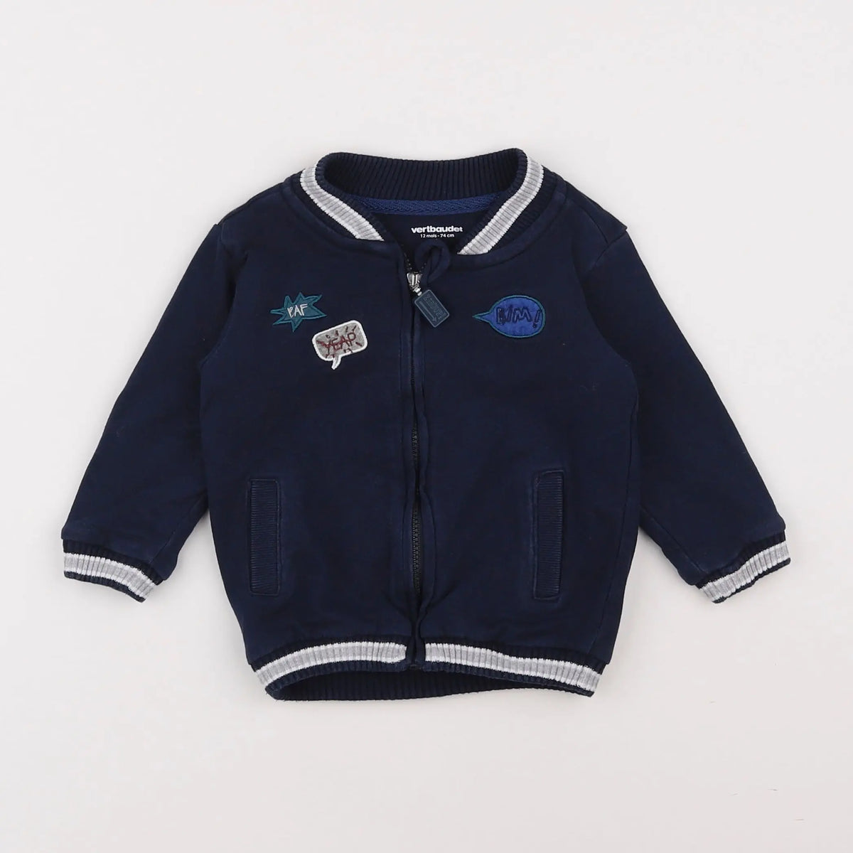 Vertbaudet - sweat bleu - 12 mois