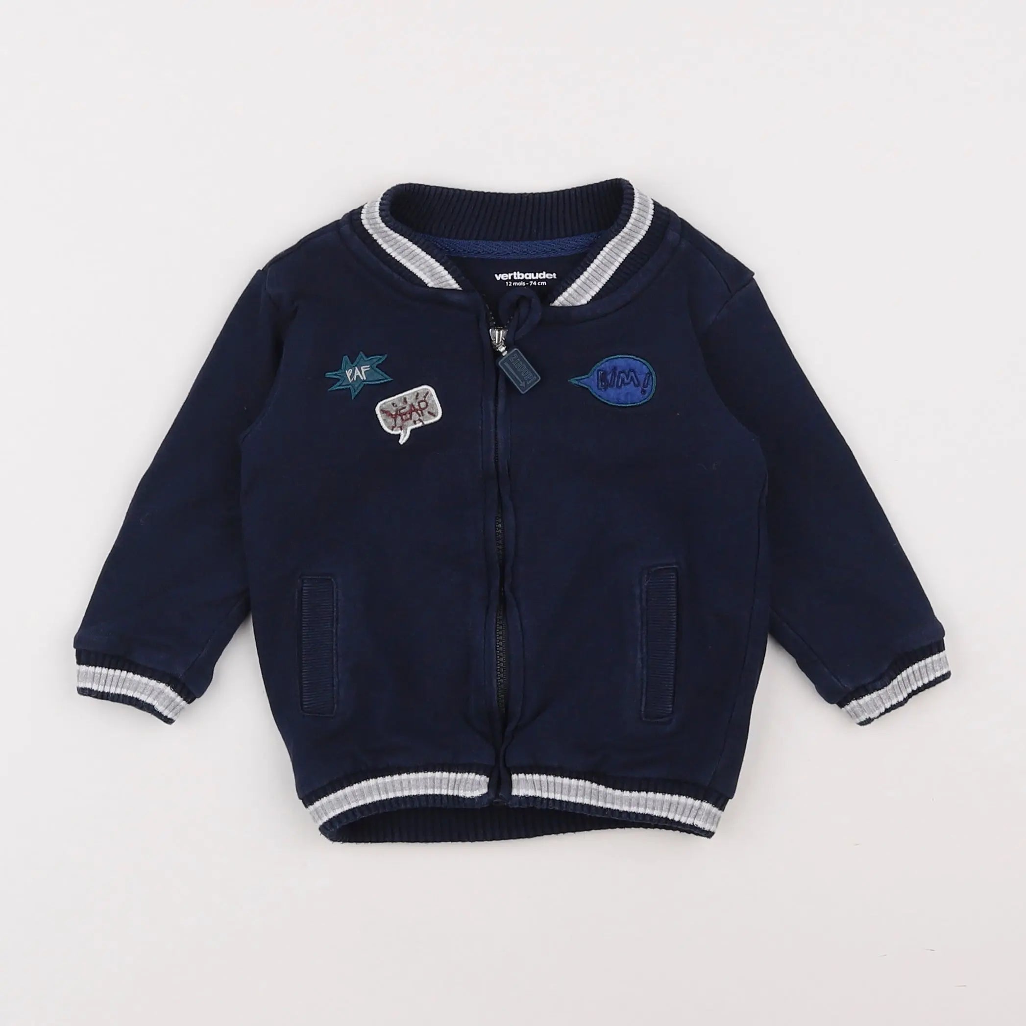 Vertbaudet - sweat bleu - 12 mois