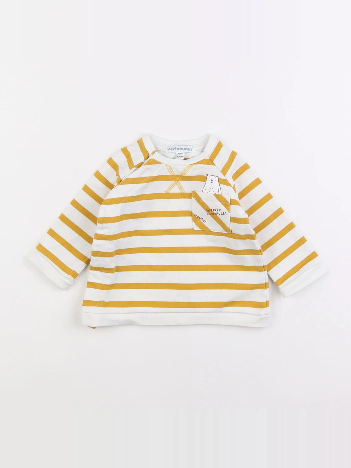 Vertbaudet - sweat blanc, jaune - 6 mois